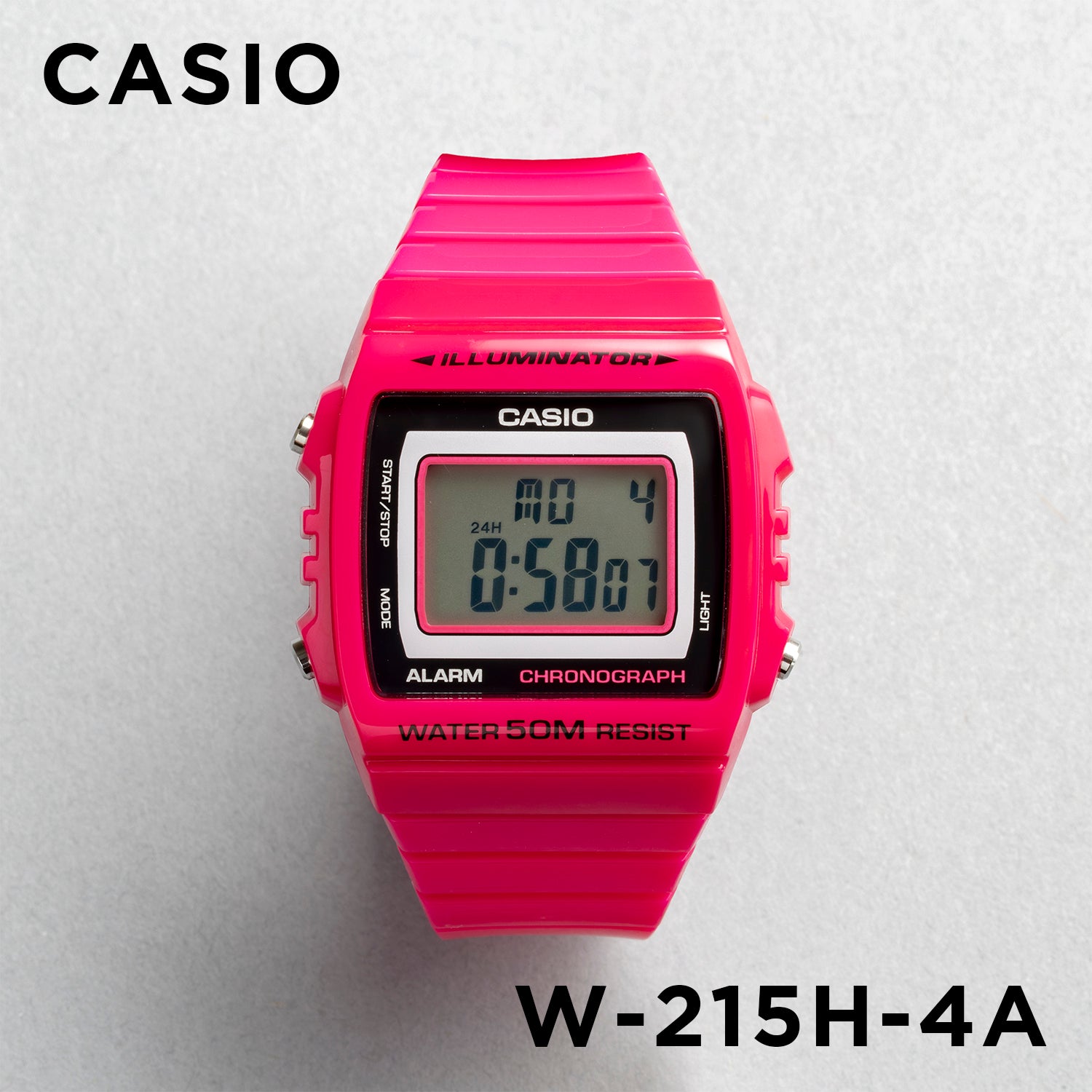 CASIO カシオ W-215H-4A ピンク ブラック文字盤 デジタル ユニセックス 腕時計