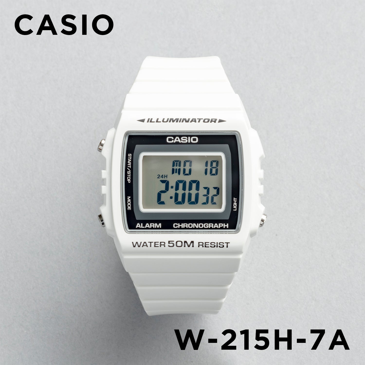 CASIO カシオ W-215H-7A ホワイト ブラック文字盤 デジタル ユニセックス 腕時計