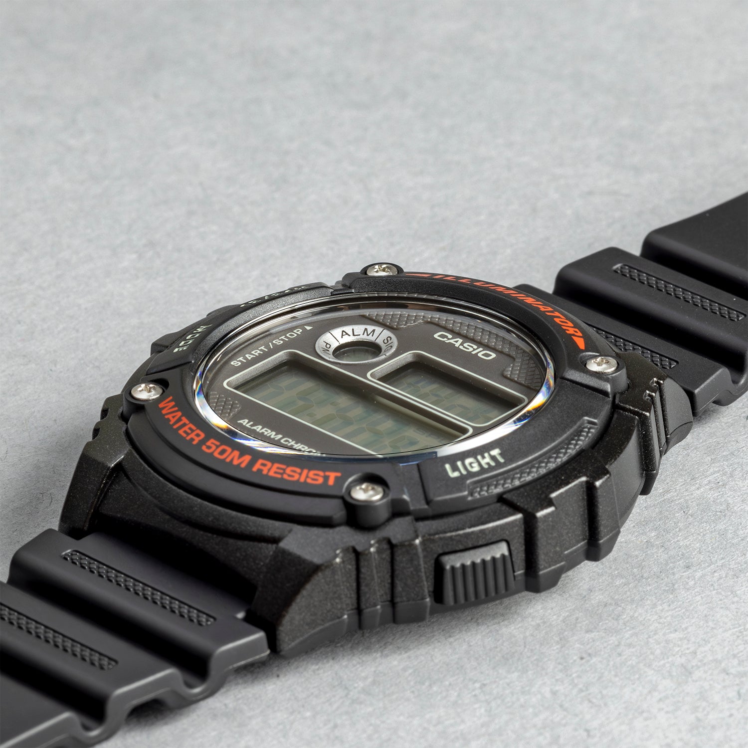 CASIO カシオ W-216H-1A ブラック ブラック文字盤 デジタル メンズ 腕時計 斜め