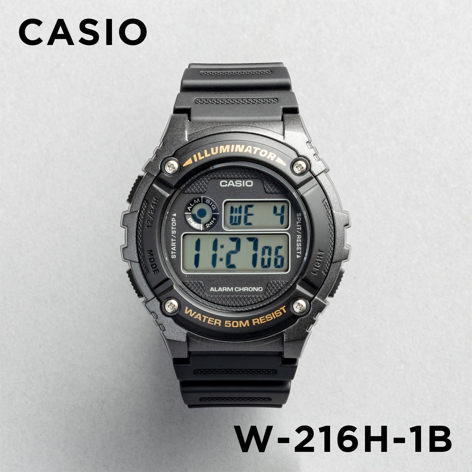 CASIO カシオ W-216H-1B ブラック ブラック文字盤 デジタル メンズ 腕時計 正面