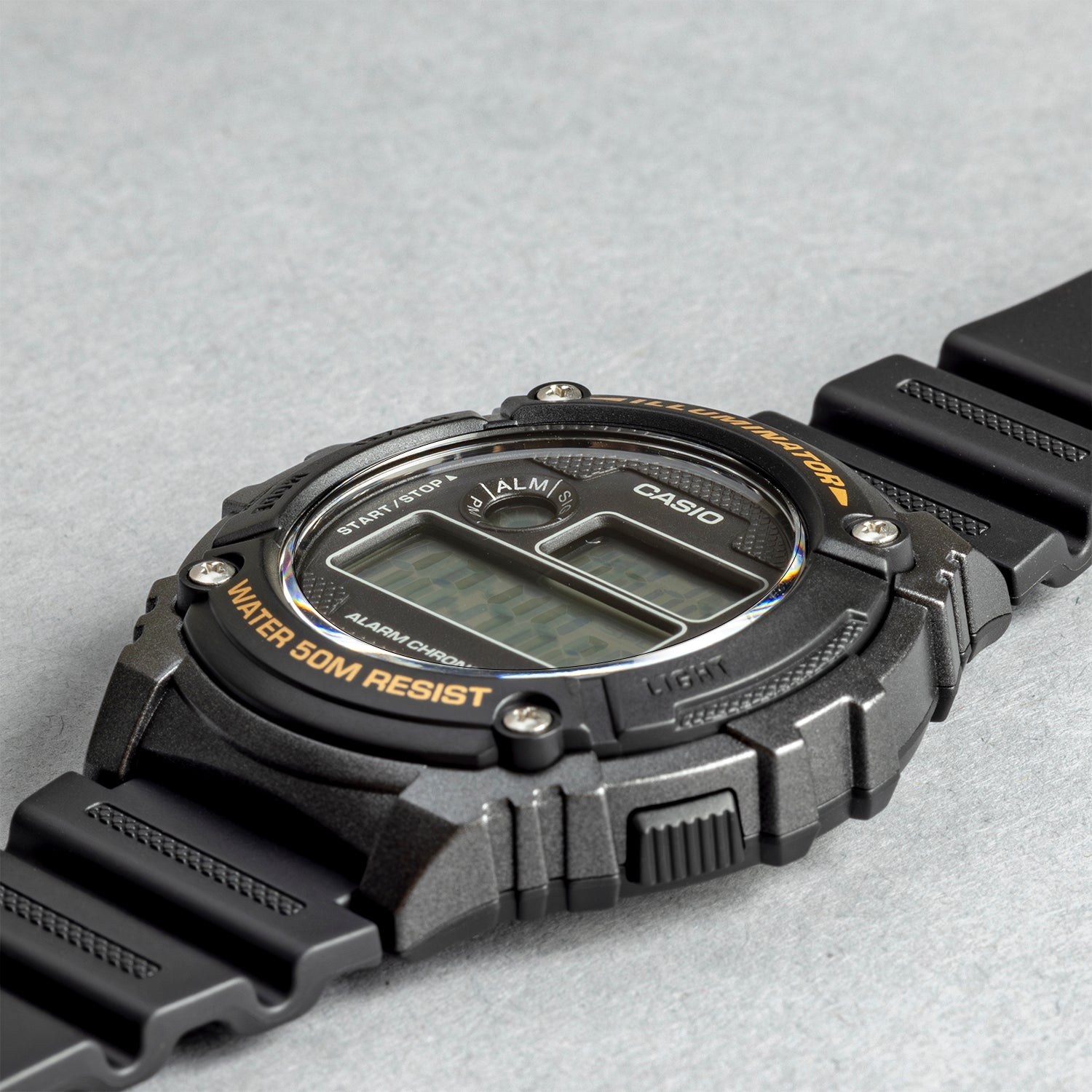 CASIO カシオ W-216H-1B ブラック ブラック文字盤 デジタル メンズ 腕時計 斜め