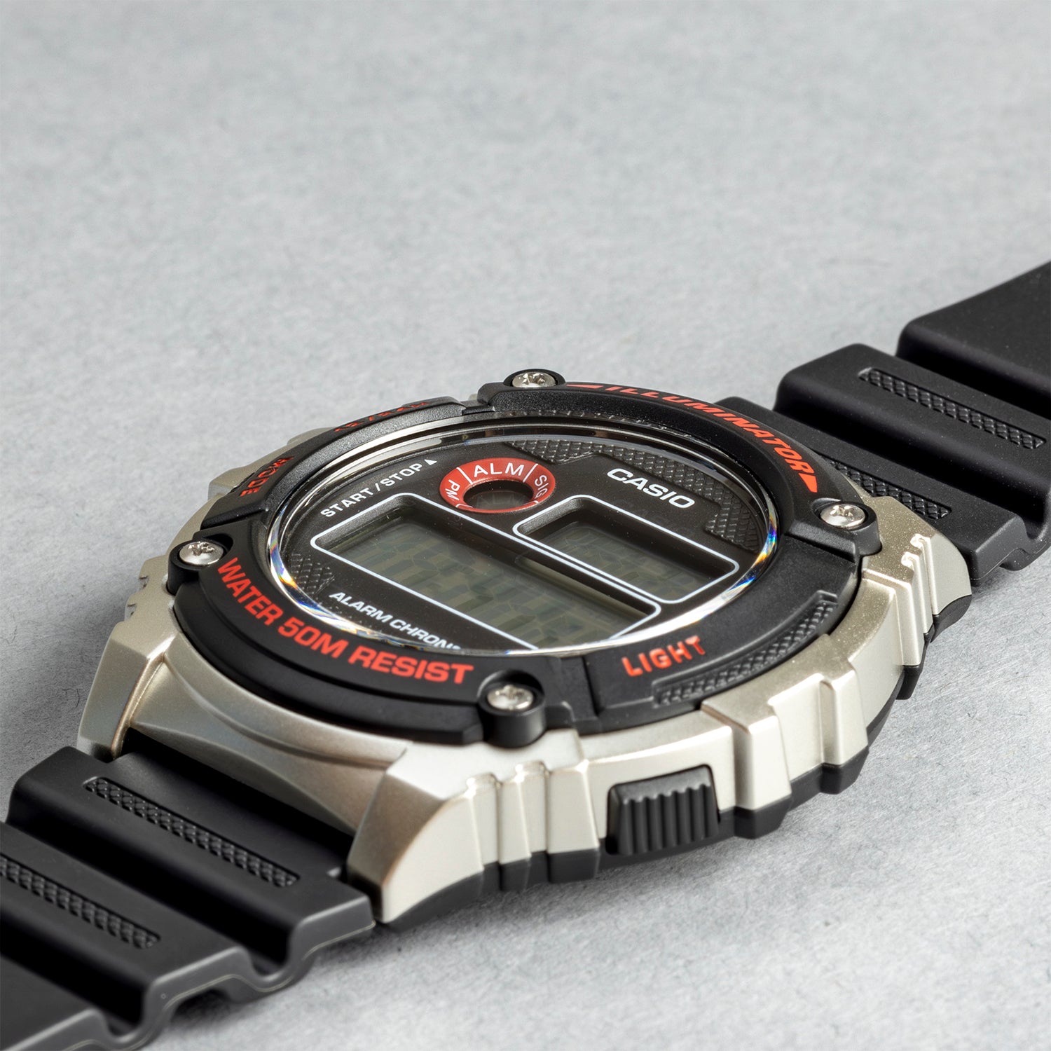 CASIO カシオ W-216H-1C ブラック ブラック文字盤 デジタル メンズ 腕時計 斜め