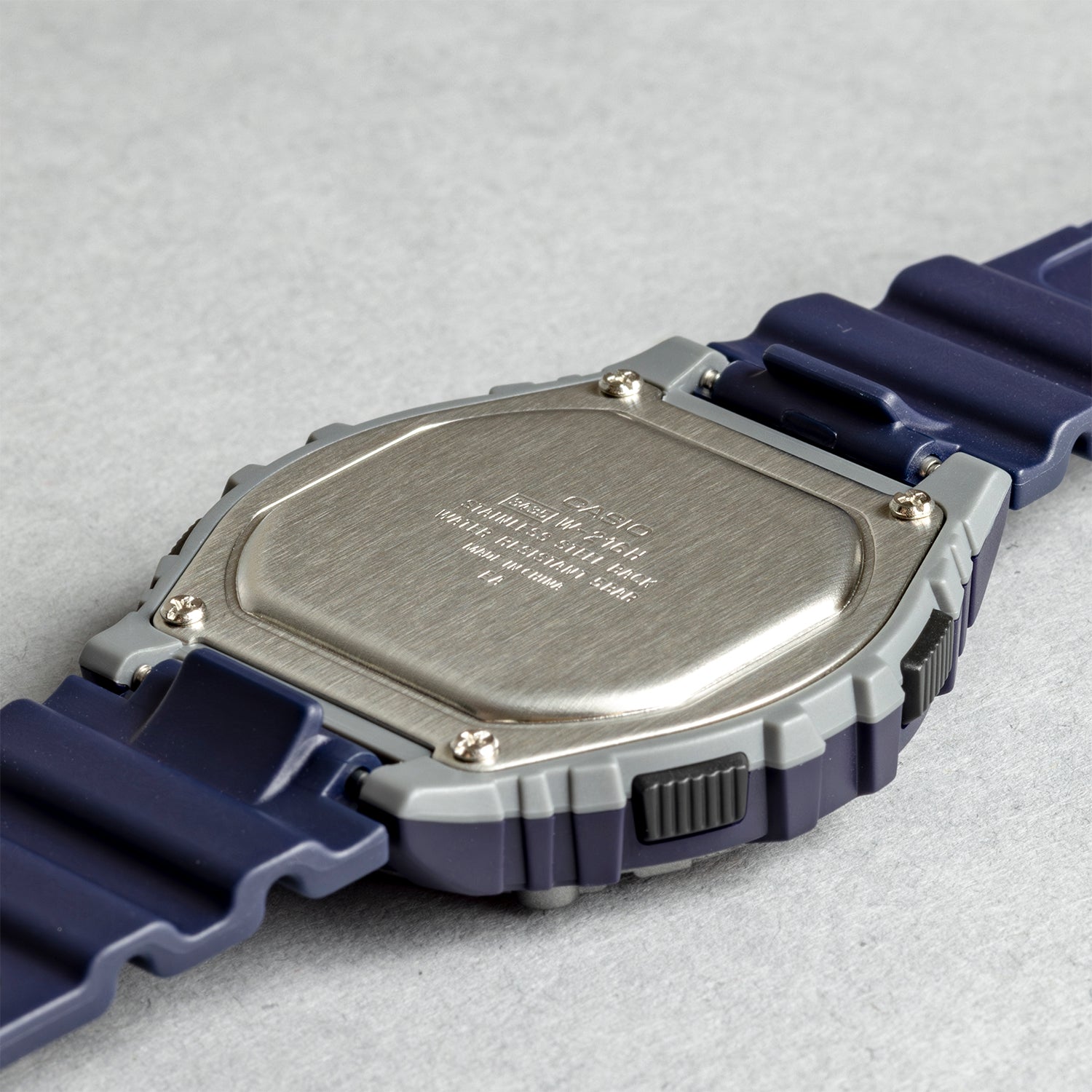 CASIO カシオ W-216H-2B ネイビー グレー文字盤 デジタル メンズ 腕時計 ケースバック
