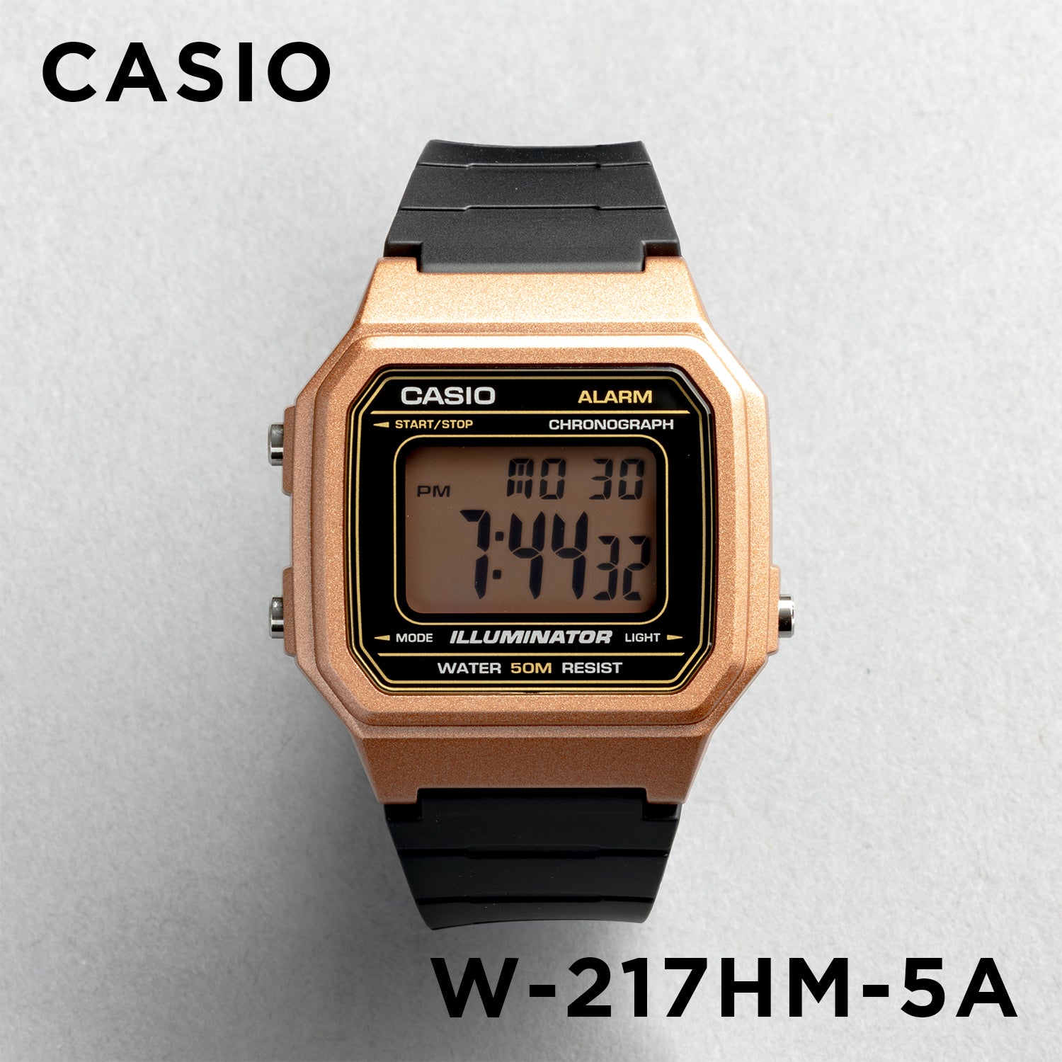 CASIO カシオ W-217HM-5A ブラック ブラック文字盤 デジタル ユニセックス 腕時計 正面