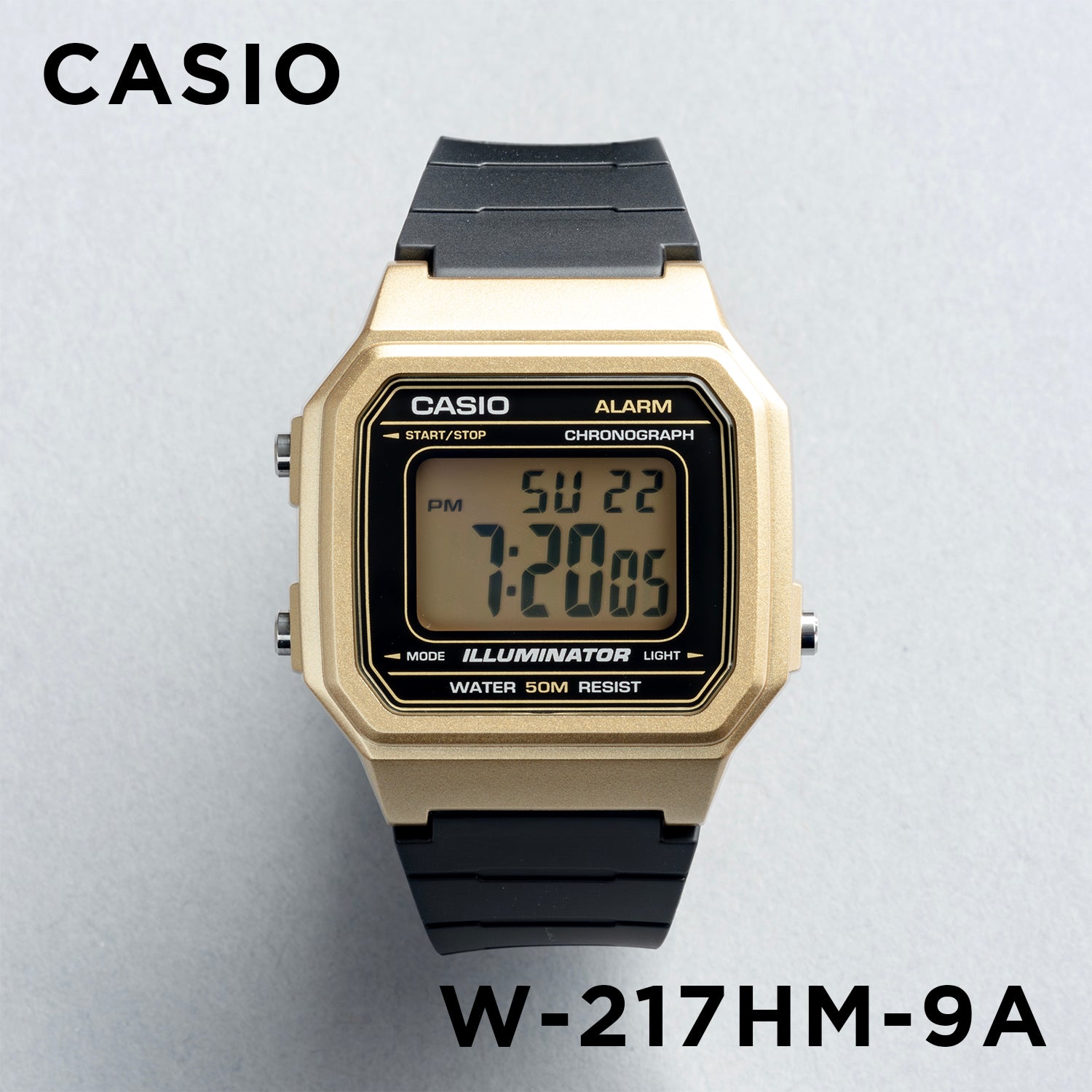 CASIO カシオ W-217HM-9A ブラック ブラック文字盤 デジタル ユニセックス 腕時計 正面