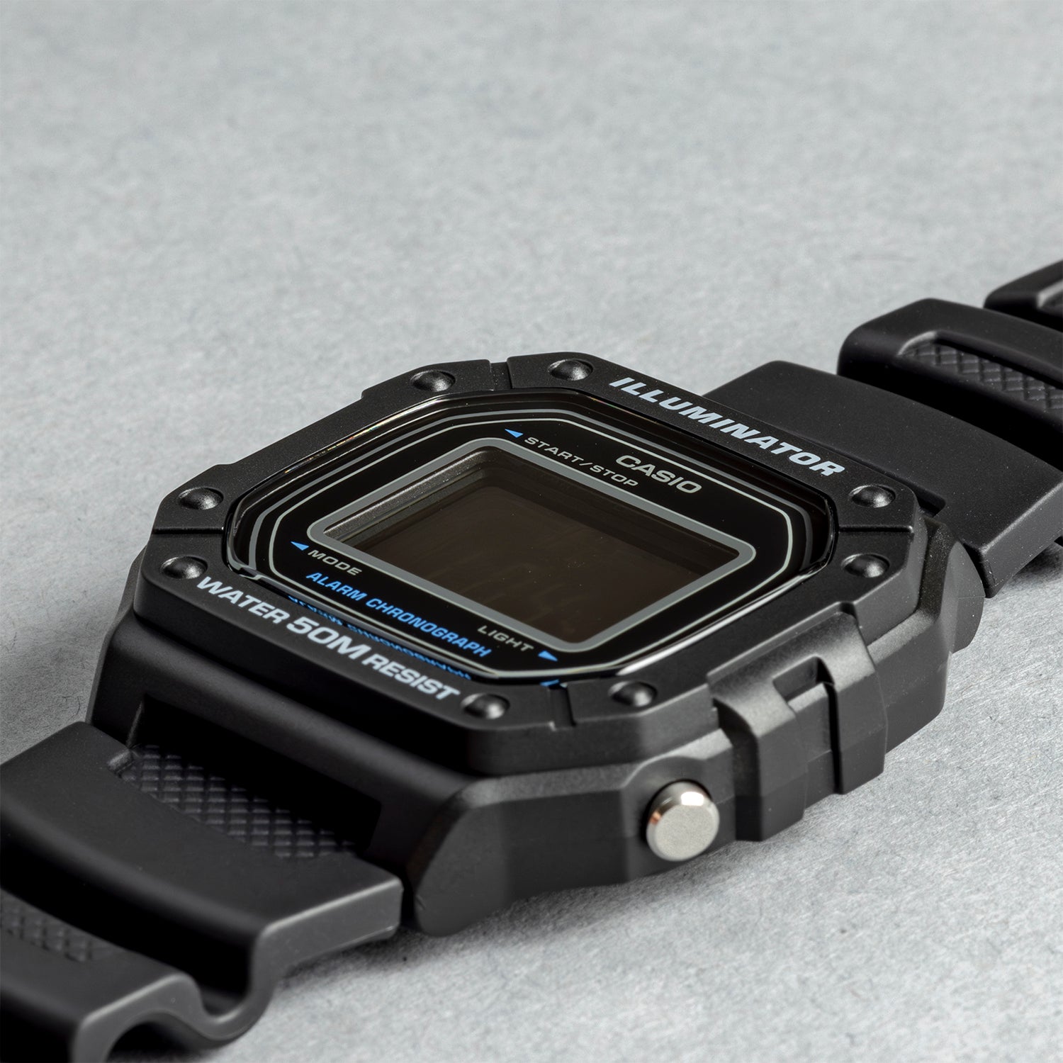 CASIO カシオ W-218H-1B ブラック ブラック文字盤 デジタル メンズ 腕時計 斜め