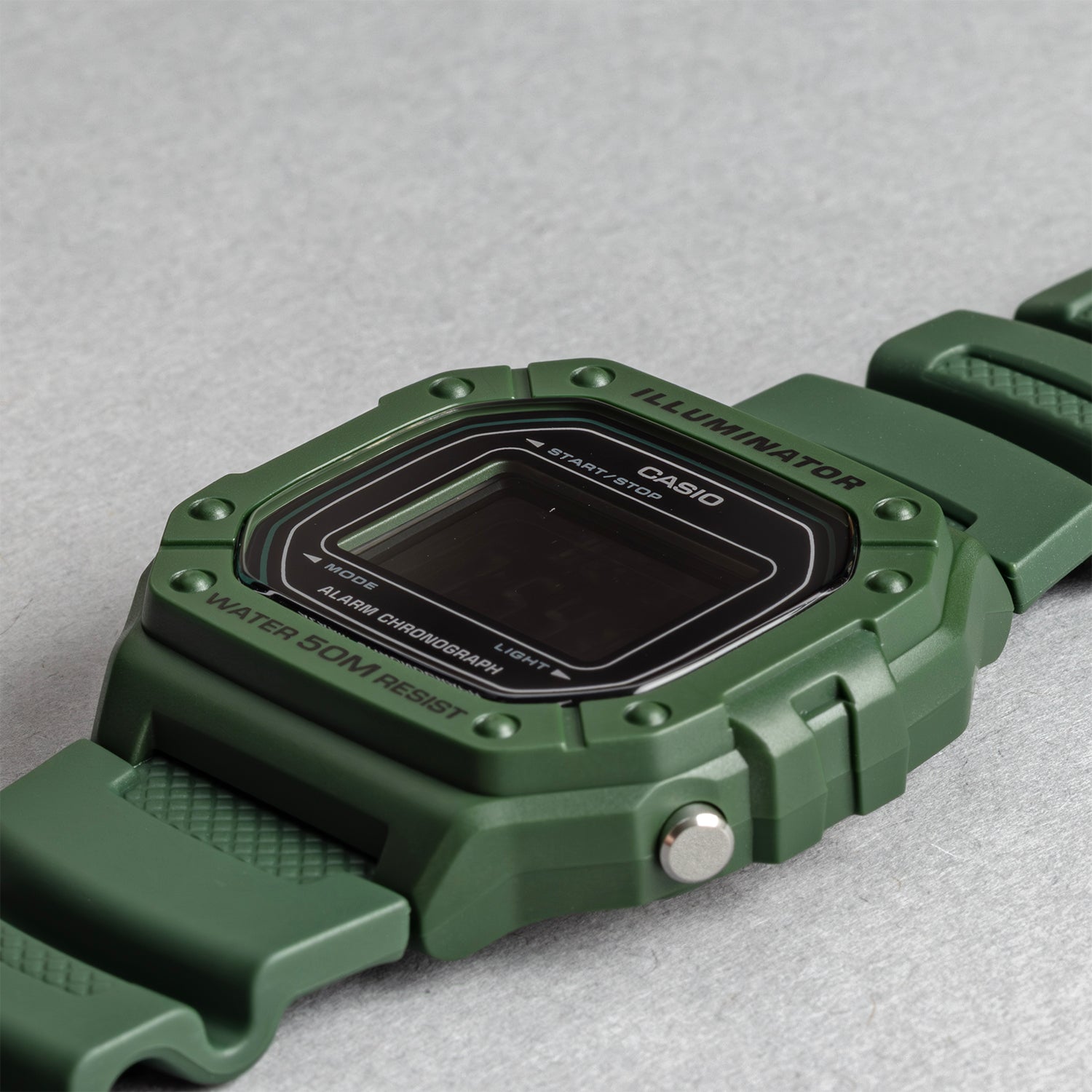 CASIO カシオ W-218H-3B カーキ ブラック文字盤 デジタル メンズ 腕時計 斜め