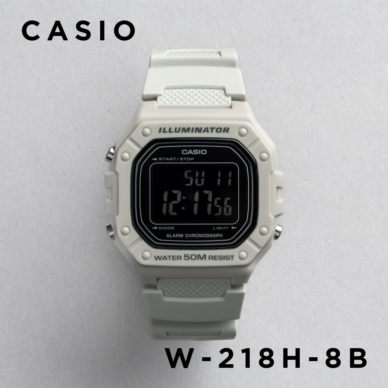 CASIO カシオ W-218H-8B グレー ブラック文字盤 デジタル メンズ 腕時計 正面