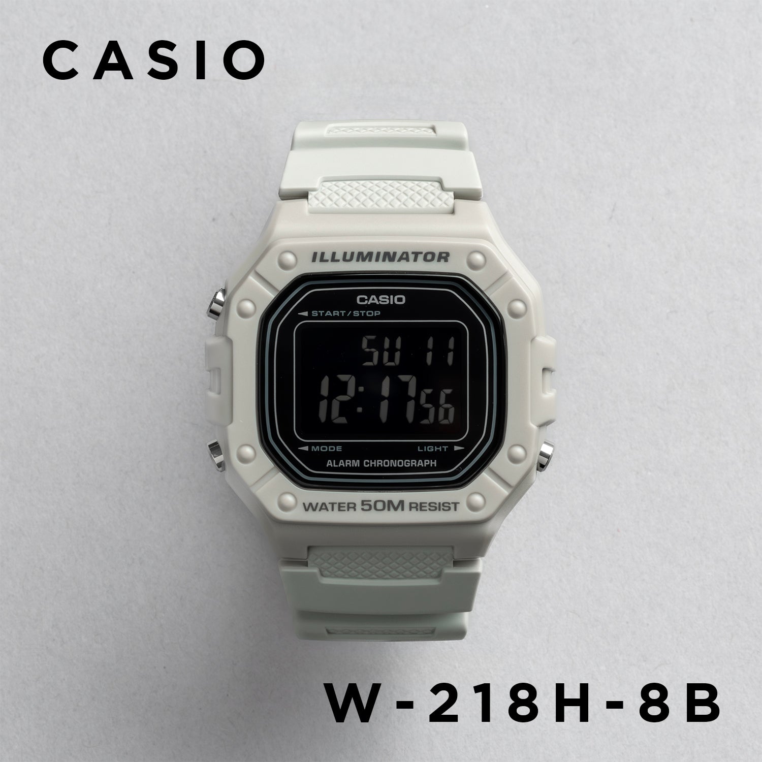 CASIO カシオ W-218H-8B グレー ブラック文字盤 デジタル メンズ 腕時計 正面