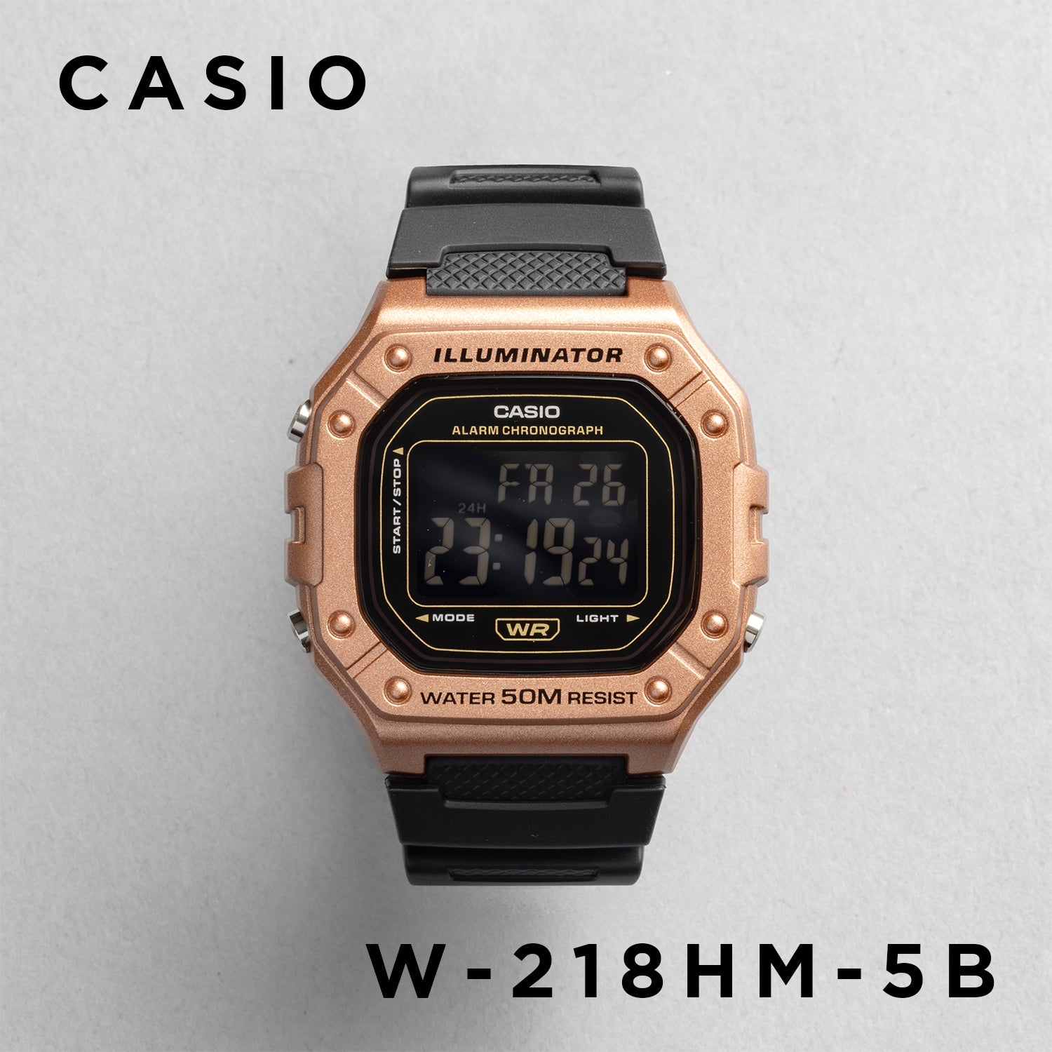 CASIO カシオ W-218HM-5B ブラック ブラック文字盤 デジタル メンズ 腕時計 正面