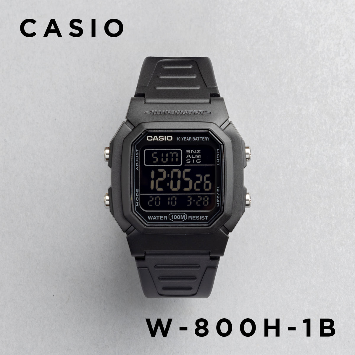 CASIO カシオ W-800H-1B ブラック ブラック文字盤 デジタル メンズ 腕時計 正面