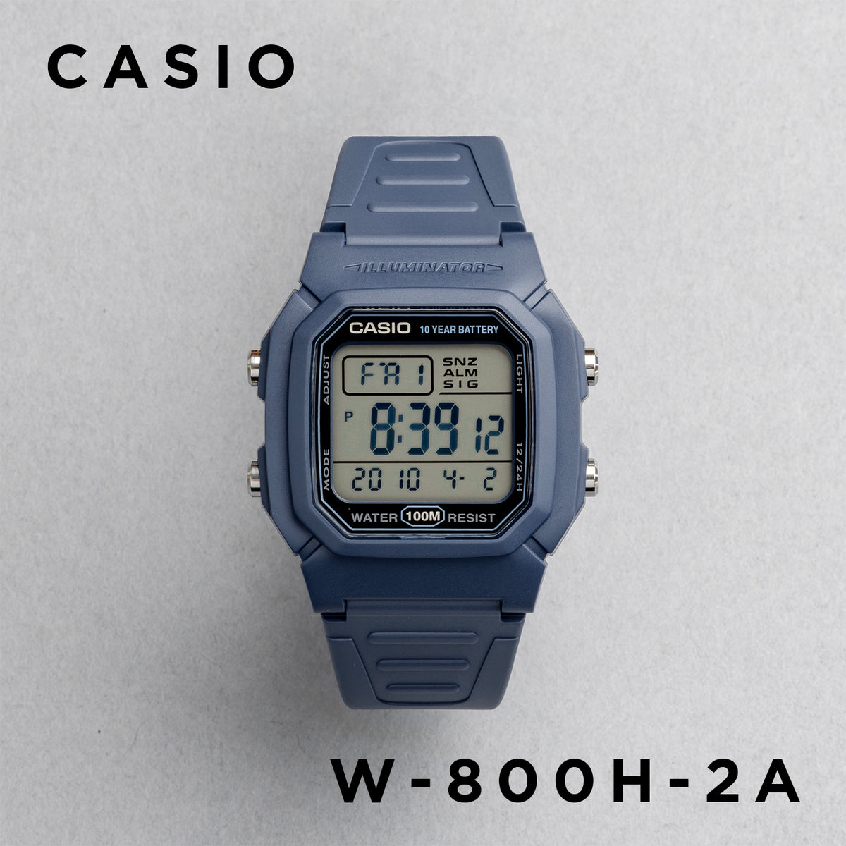CASIO カシオ W-800H-2A ブルー ブラック文字盤 デジタル メンズ 腕時計 正面