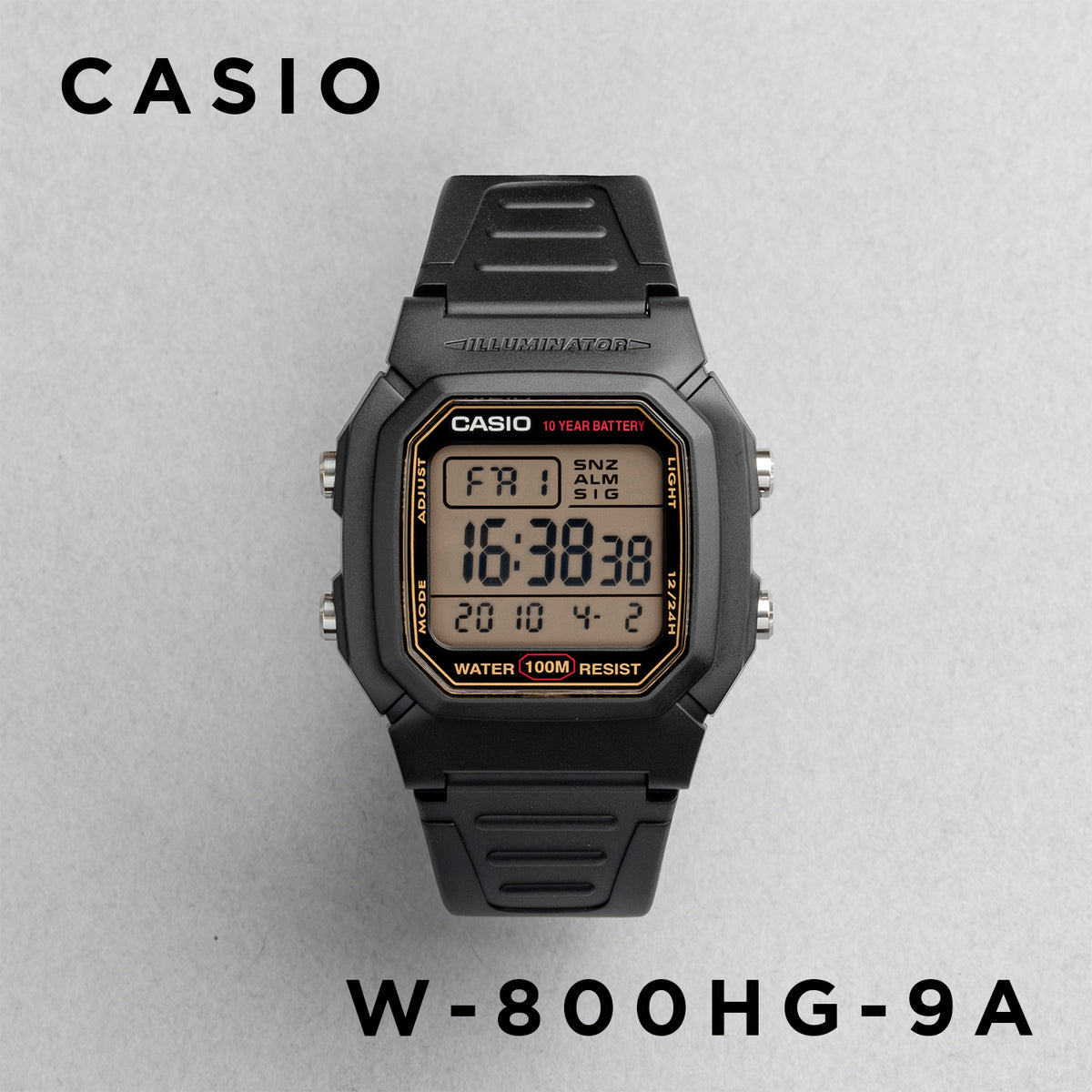 CASIO カシオ W-800HG-9A ブラック ブラック文字盤 デジタル メンズ 腕時計 正面