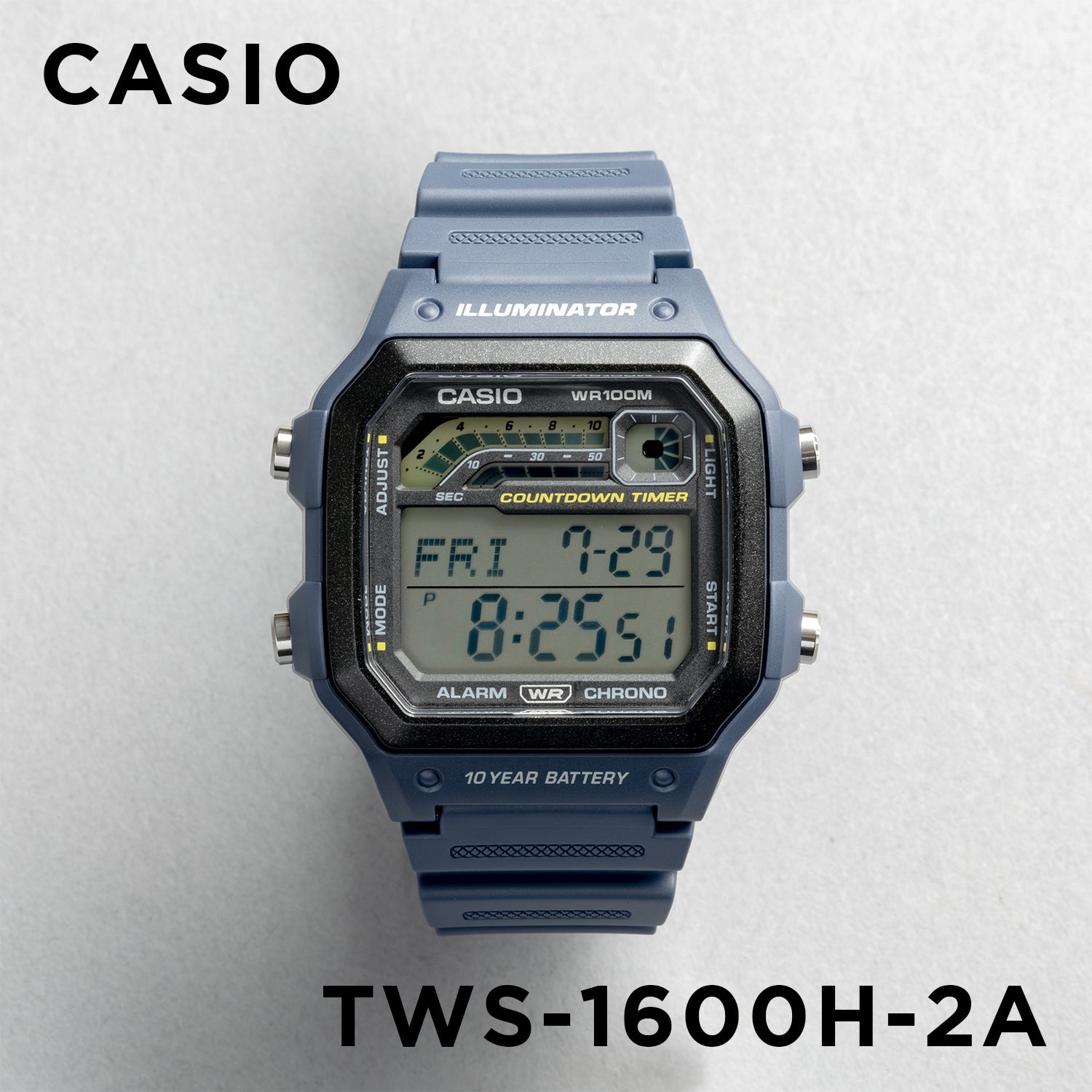 CASIO カシオ WS-1600H-2A ブルー ブラック文字盤 デジタル メンズ 腕時計 正面