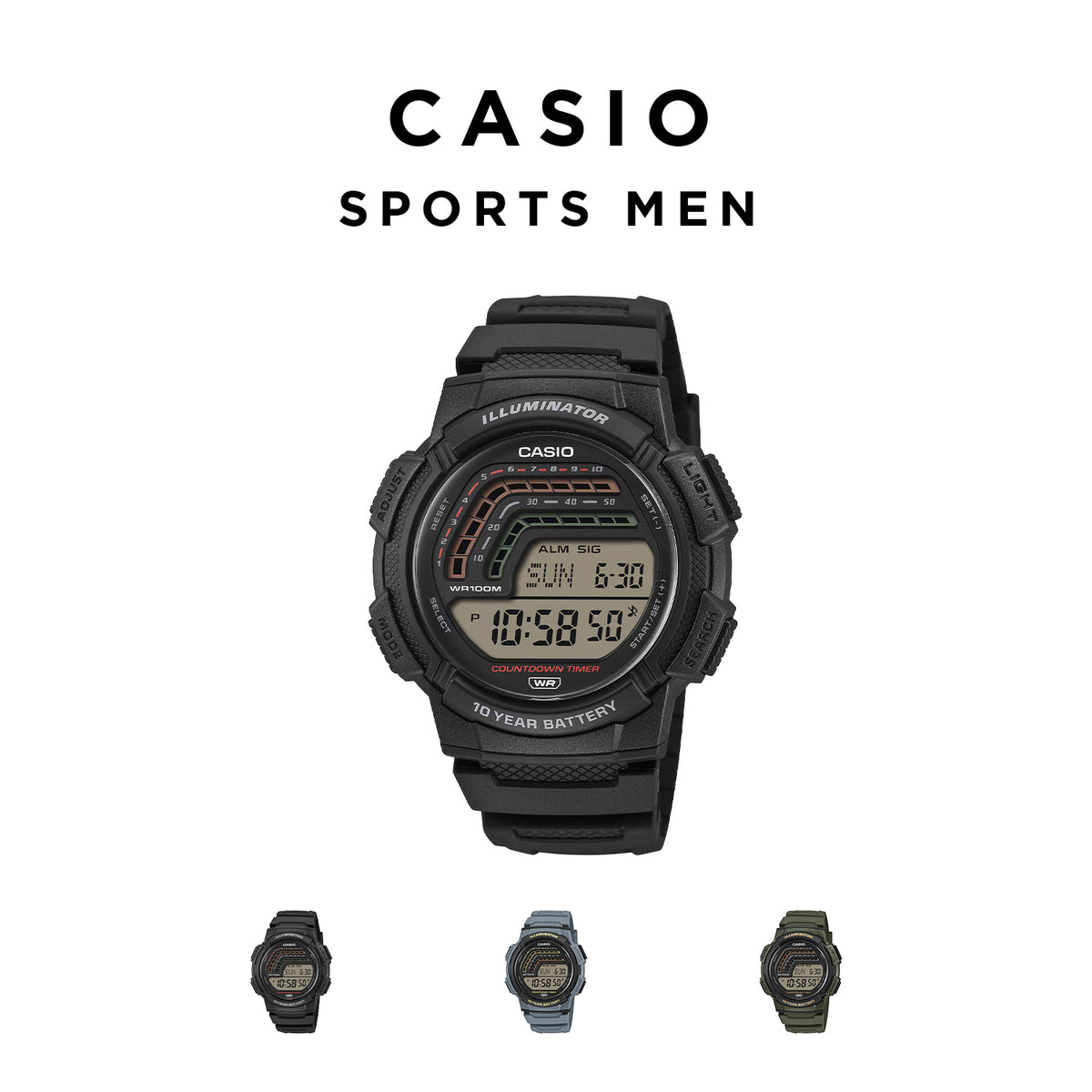 CASIO カシオ WS-1800 メンズ 腕時計 10気圧防水 10年保証