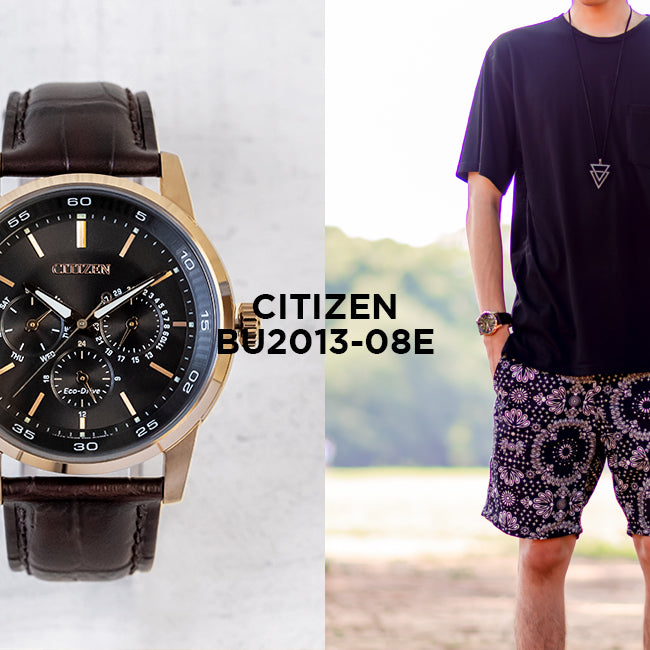 【日本未発売】CITIZENシチズンエコドライブドレスBU2013-08E腕時計時計ブランドメンズ逆輸入アナログソーラーローズゴールド金ブラック黒レザー革ベルト海外モデルギフトプレゼント