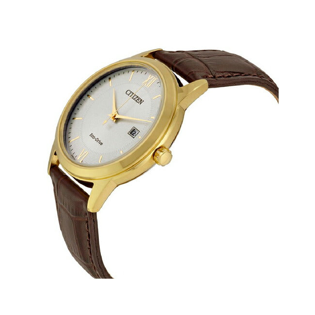 【10年保証】CITIZENECO-DRIVEシチズンエコドライブAW1232-04A腕時計メンズ逆輸入アナログソーラーゴールド金ブラウン茶レザー革ベルト海外モデル