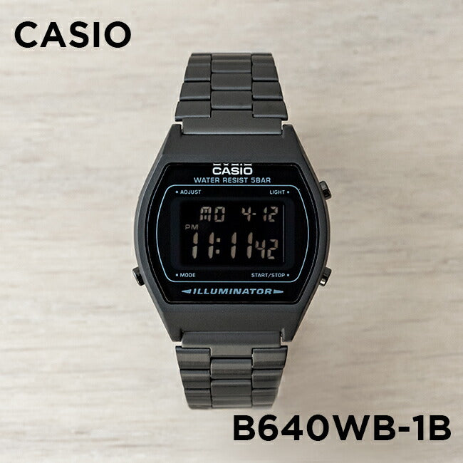 【10年保証】CASIOカシオスタンダードB640WB-1B腕時計時計ブランドメンズレディースキッズ子供男の子女の子チープカシオチプカシデジタル日付カレンダーブラック黒オールブラックギフトプレゼント