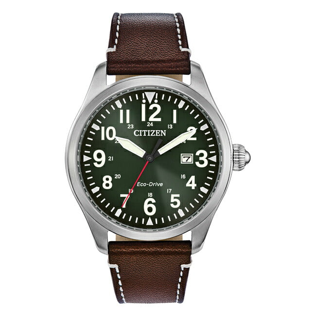 【日本未発売】CITIZENシチズンエコドライブチャンドラーBM6838-09X腕時計時計ブランドメンズ逆輸入ミリタリーアナログソーラーグリーン緑ブラウン茶レザー革ベルト海外モデルギフトプレゼント