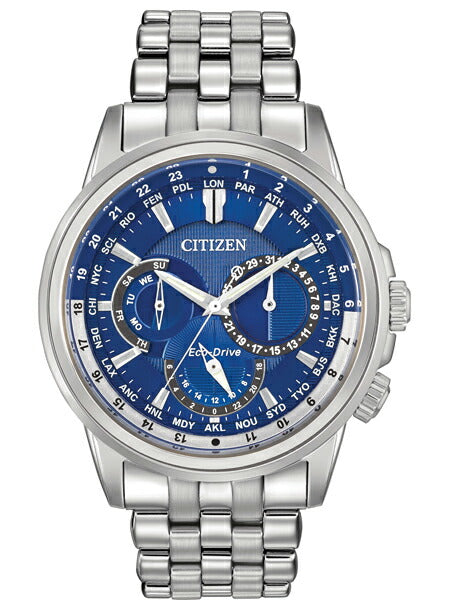 【ソーラー】CITIZENECO-DRIVECALENDRIERシチズンエコドライブキャランドゥリエBU2021-51L腕時計メンズ逆輸入シルバーブルー青日本未発売