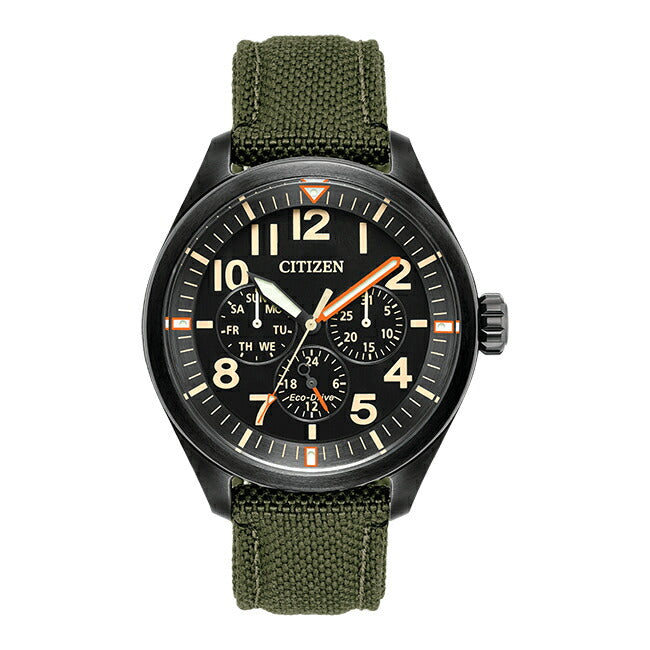 【10年保証】CITIZENシチズンエコドライブチャンドラーBU2055-16E腕時計メンズ逆輸入クロノグラフミリタリーアナログソーラーブラック黒カーキレザー革ベルト海外モデル