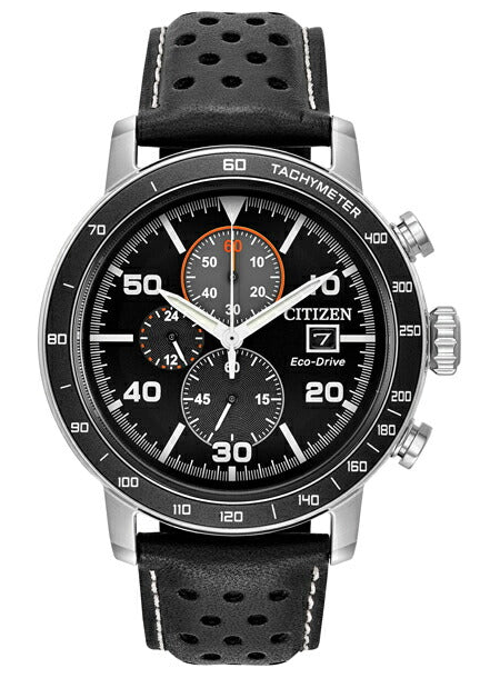 【10年保証】【日本未発売】CITIZENシチズンエコドライブブライセンCA0649-14E腕時計メンズ逆輸入クロノグラフアナログソーラーブラック黒シルバーレザー革ベルト海外モデル