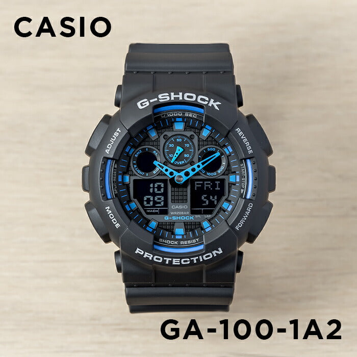 【10年保証】CASIOG-SHOCKカシオGショックGA-100-1A2腕時計時計ブランドメンズキッズ子供男の子アナデジ日付カレンダー防水ブラック黒ブルー青ギフトプレゼント