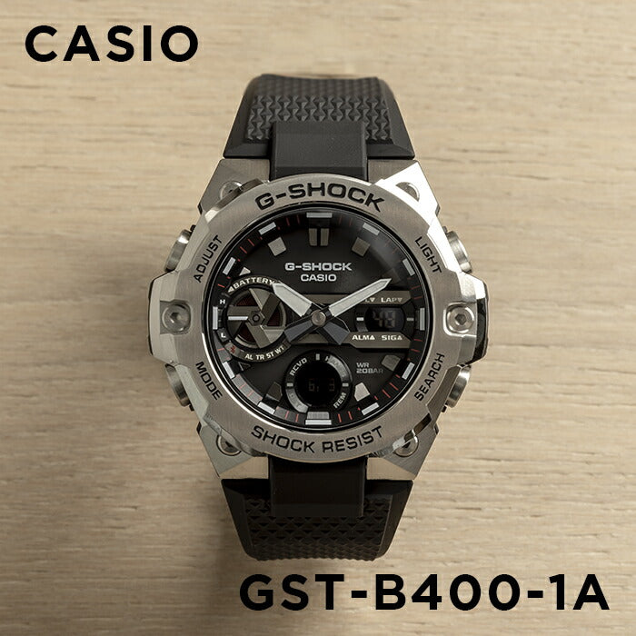 【10年保証】CASIOG-SHOCKカシオGショックGスチールGST-B400-1A腕時計時計ブランドメンズキッズ子供男の子アナデジソーラーブルートゥース日付カレンダー防水シルバーブラック黒ギフトプレゼント