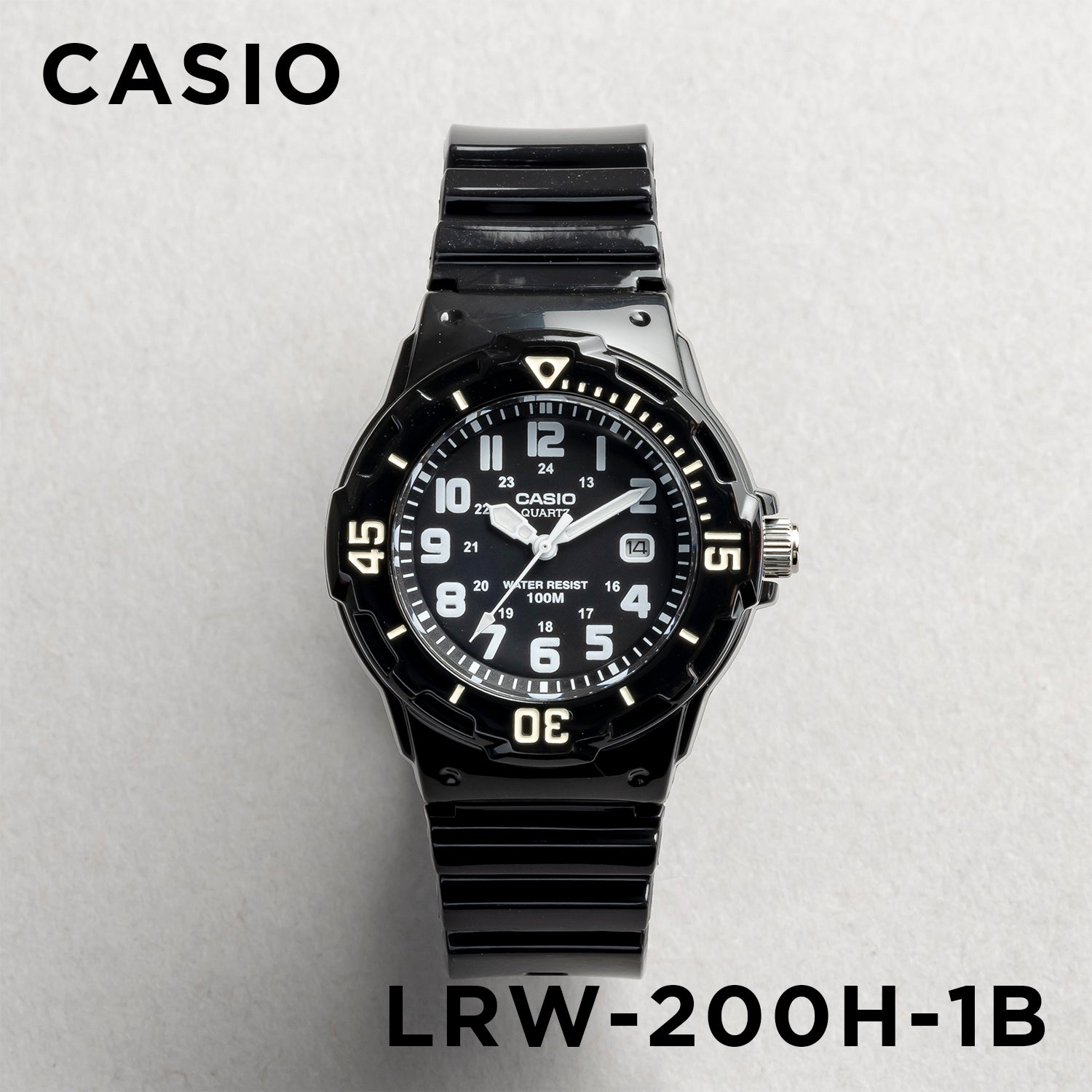 CASIO カシオ LRW-200H-1B ブラック ブラック文字盤 アナログ レディース 腕時計 正面