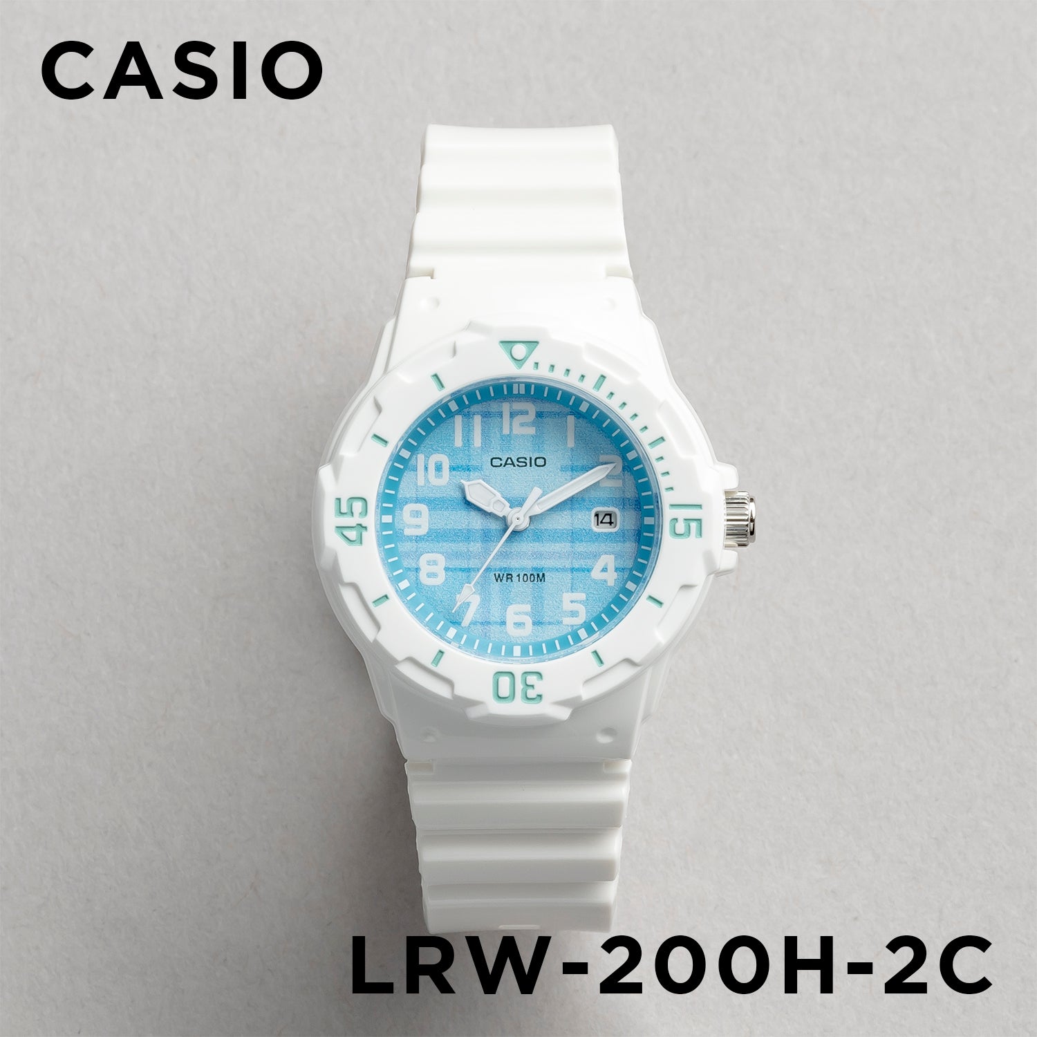 CASIO カシオ LRW-200H-2C ホワイト ブルー文字盤 アナログ レディース 腕時計 正面