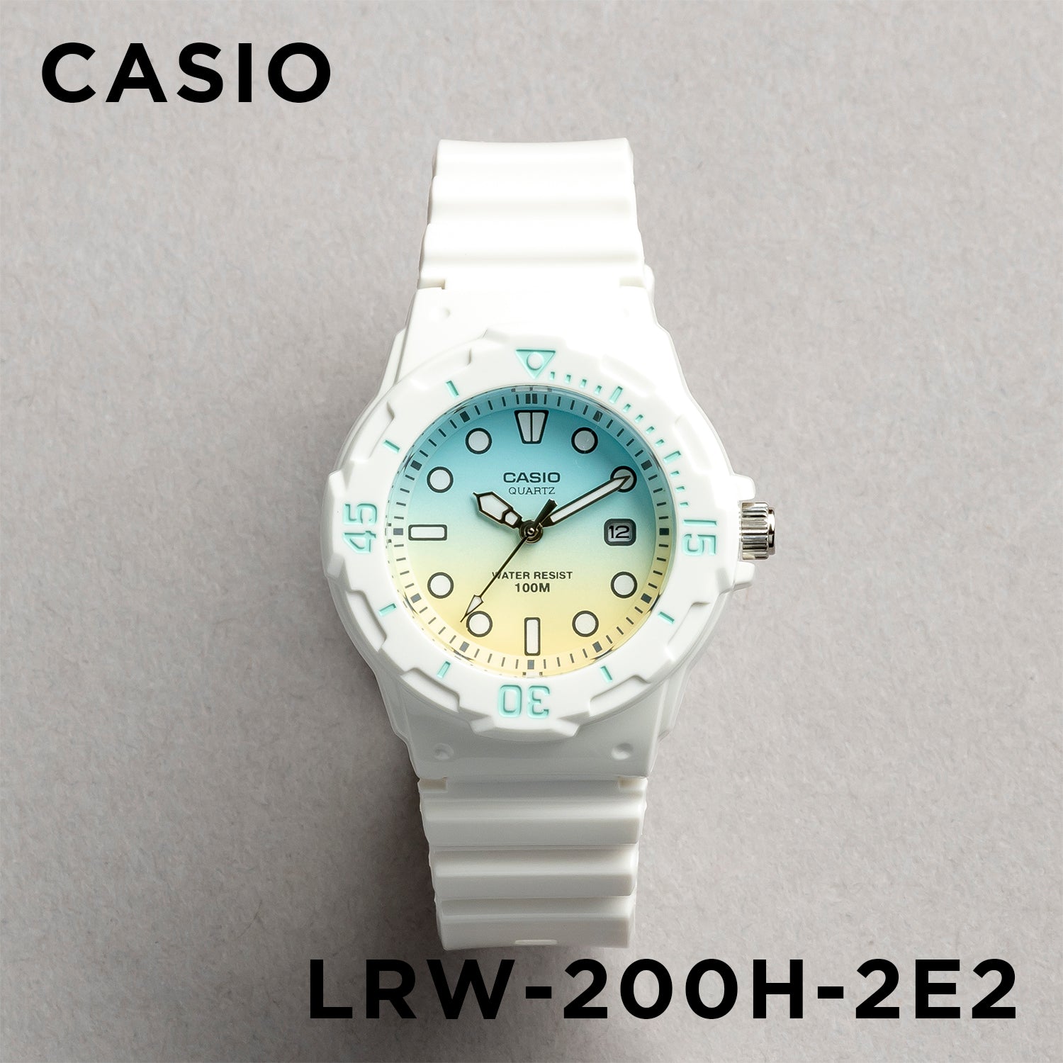 CASIO カシオ LRW-200H-2E2 ホワイト ブルー文字盤 アナログ レディース 腕時計 正面