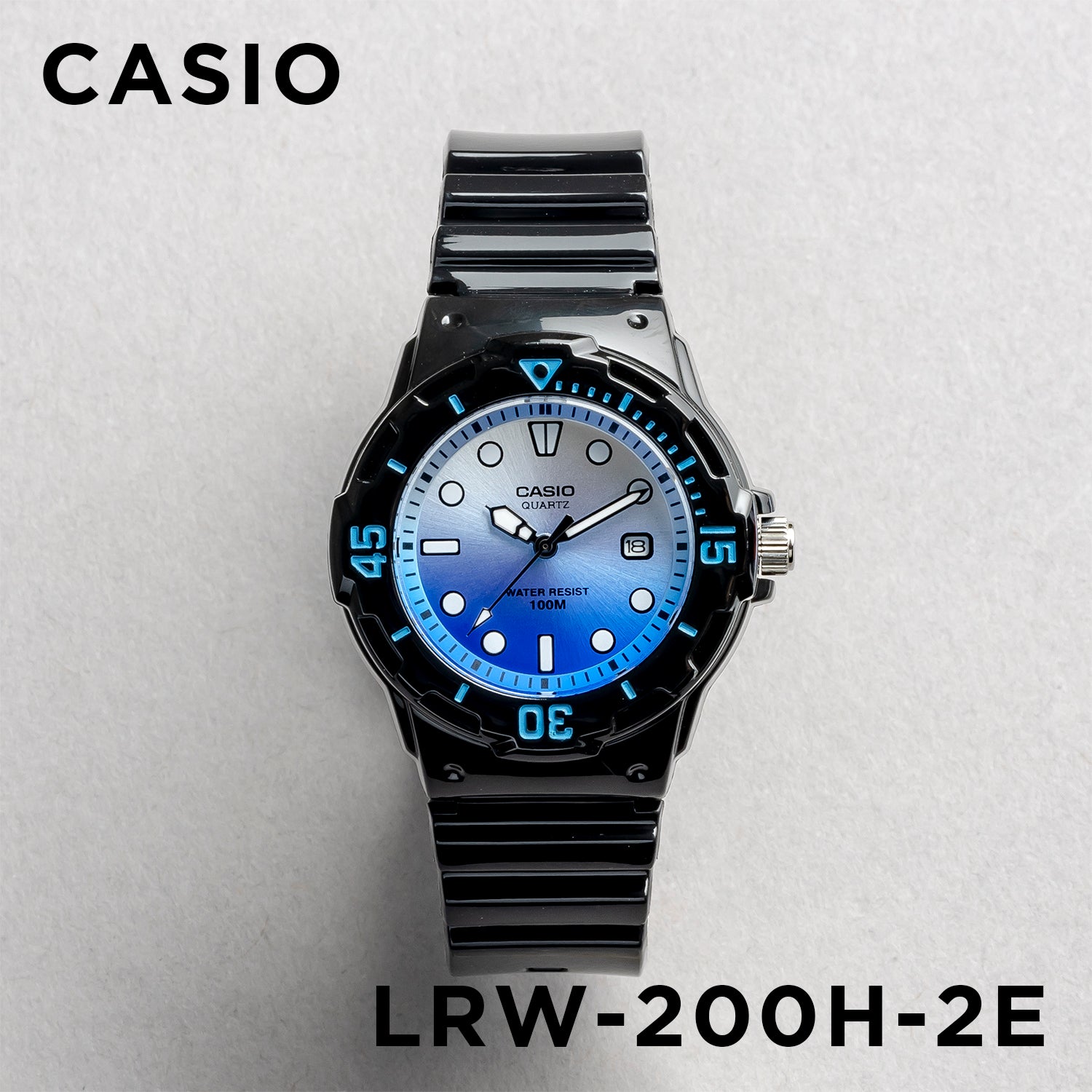 CASIO カシオ LRW-200H-2E ブラック ブルー文字盤 アナログ レディース 腕時計 正面