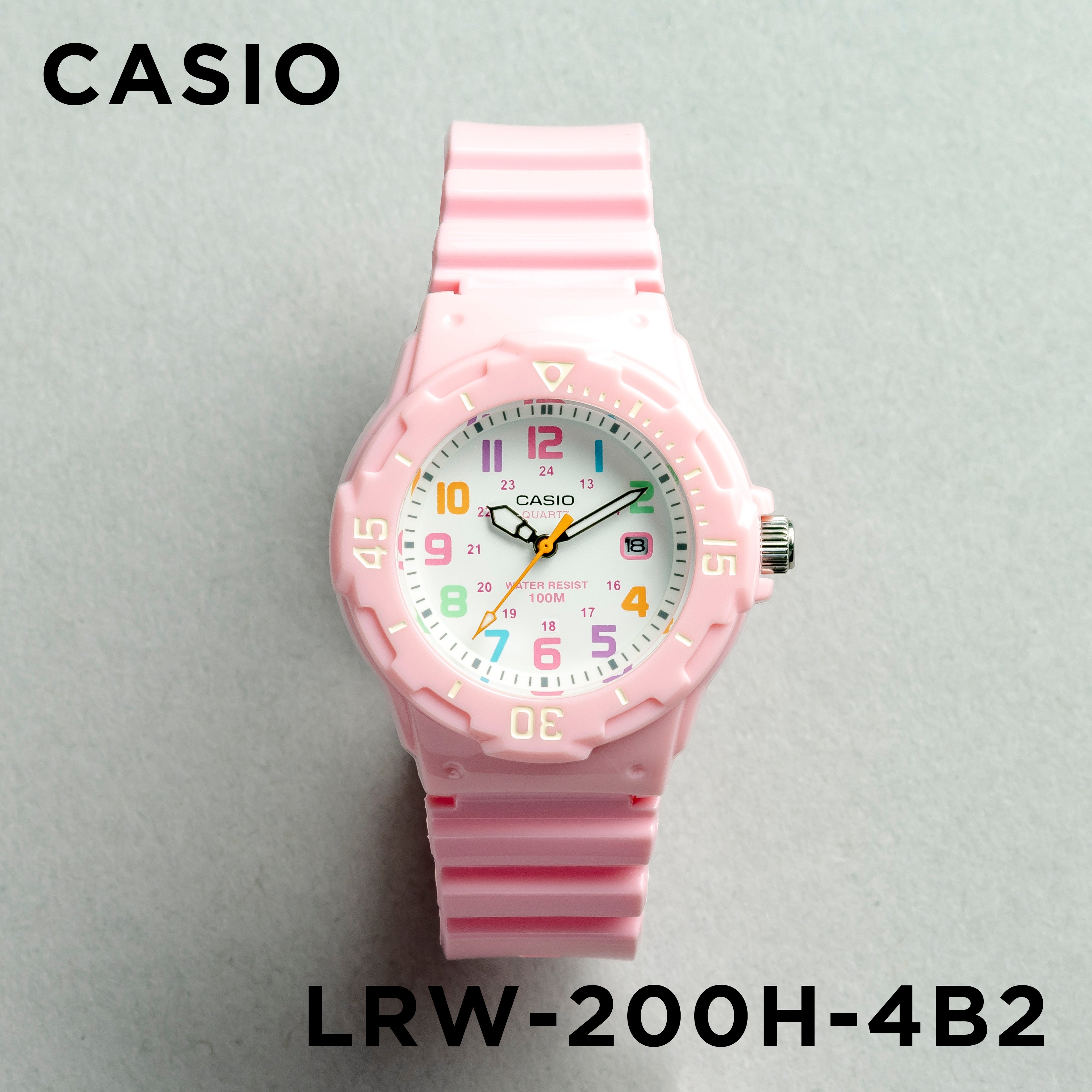 CASIO カシオ LRW-200H-4B2 ピンク ホワイト文字盤 アナログ レディース 腕時計 正面