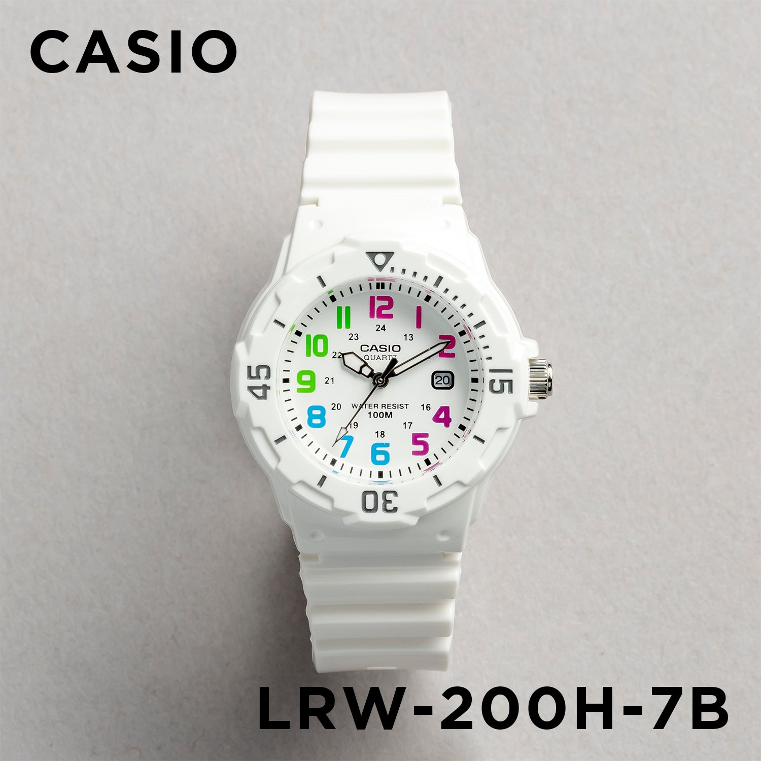 CASIO カシオ LRW-200H-7B ホワイト ホワイト文字盤 アナログ レディース 腕時計 正面