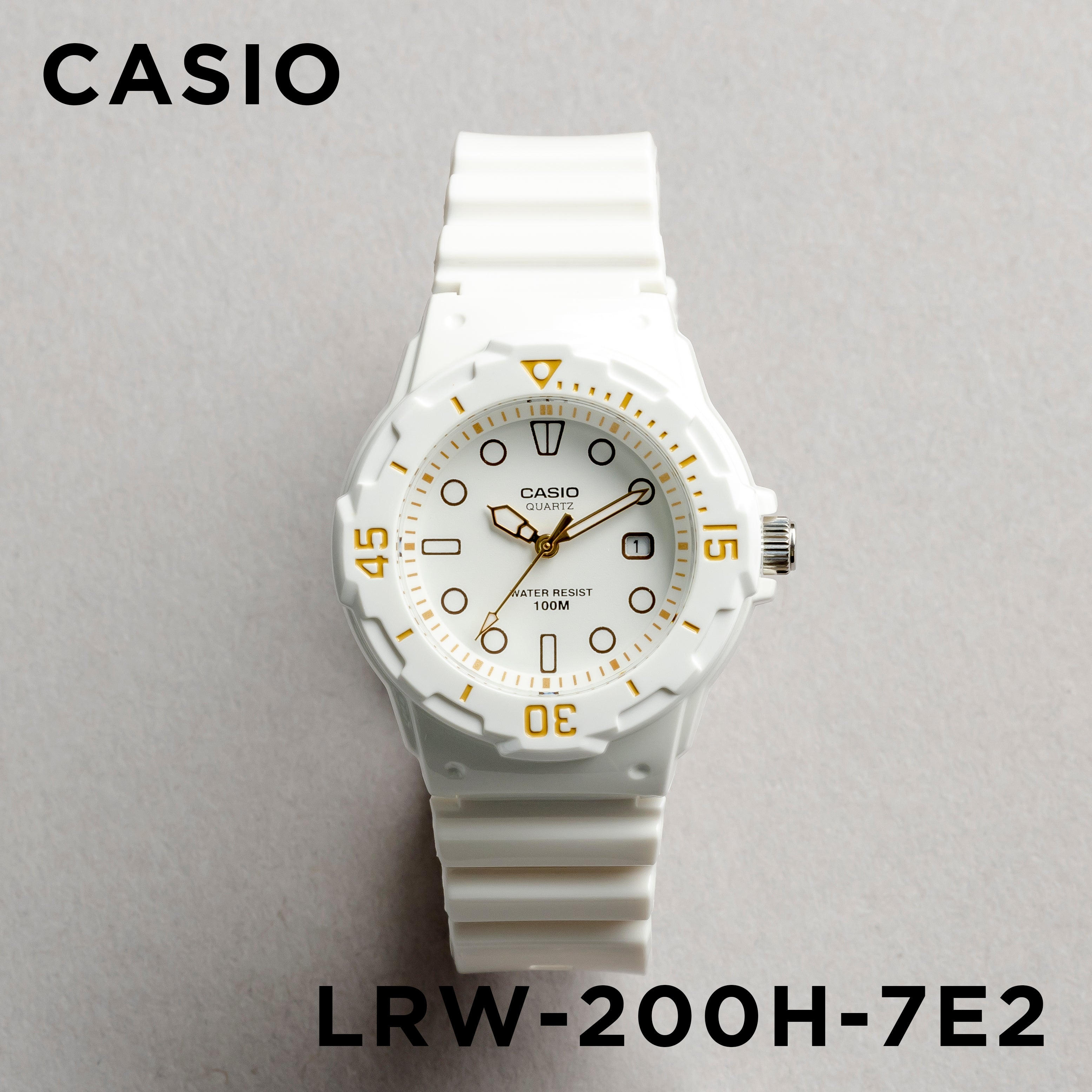 CASIO カシオ LRW-200H-7E2 ホワイト ホワイト文字盤 アナログ レディース 腕時計 正面