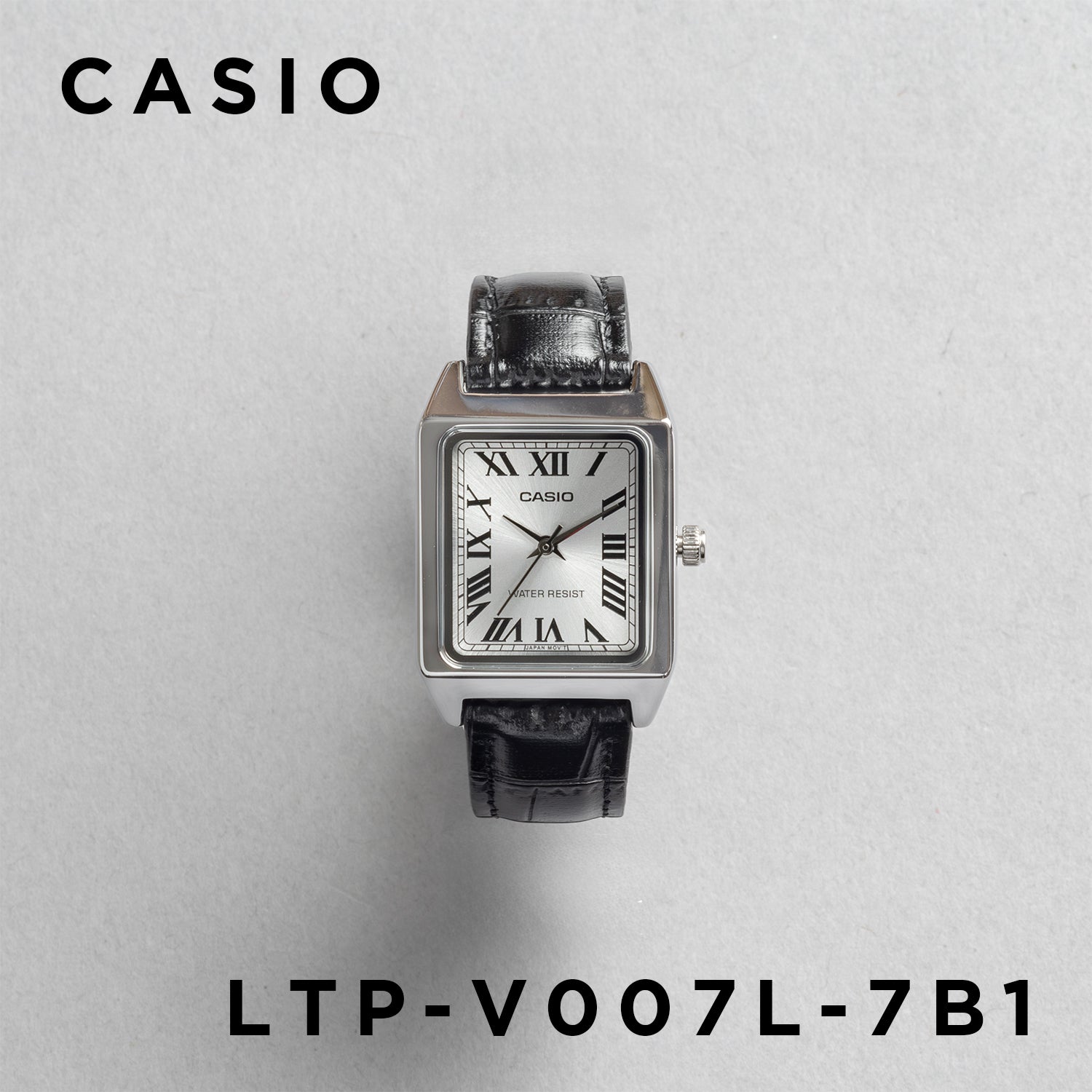 CASIO カシオ LTP-V007L-7B1 ブラック シルバー文字盤 アナログ レディース 腕時計 正面