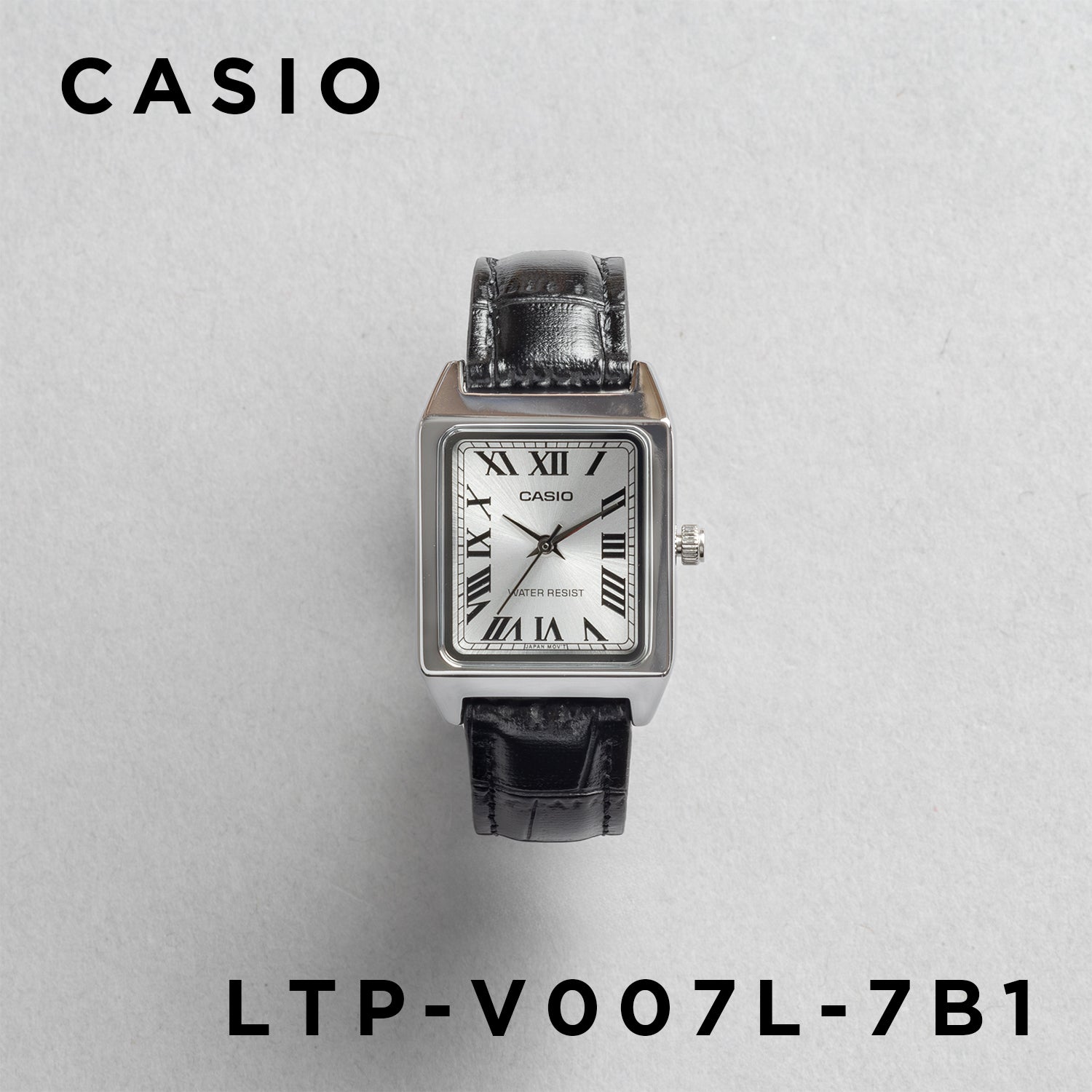 CASIO カシオ LTP-V007L-7B1 ブラック シルバー文字盤 アナログ レディース 腕時計 正面