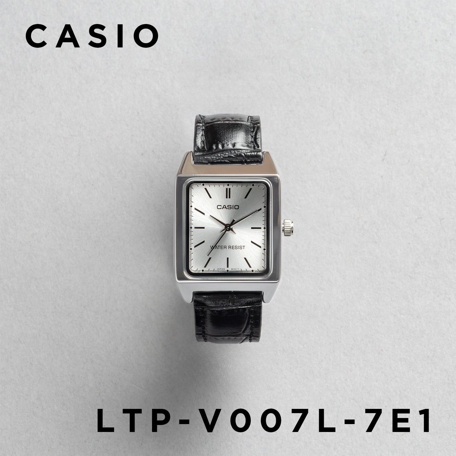 CASIO カシオ LTP-V007L-7E1 ブラック シルバー文字盤 アナログ レディース 腕時計 正面