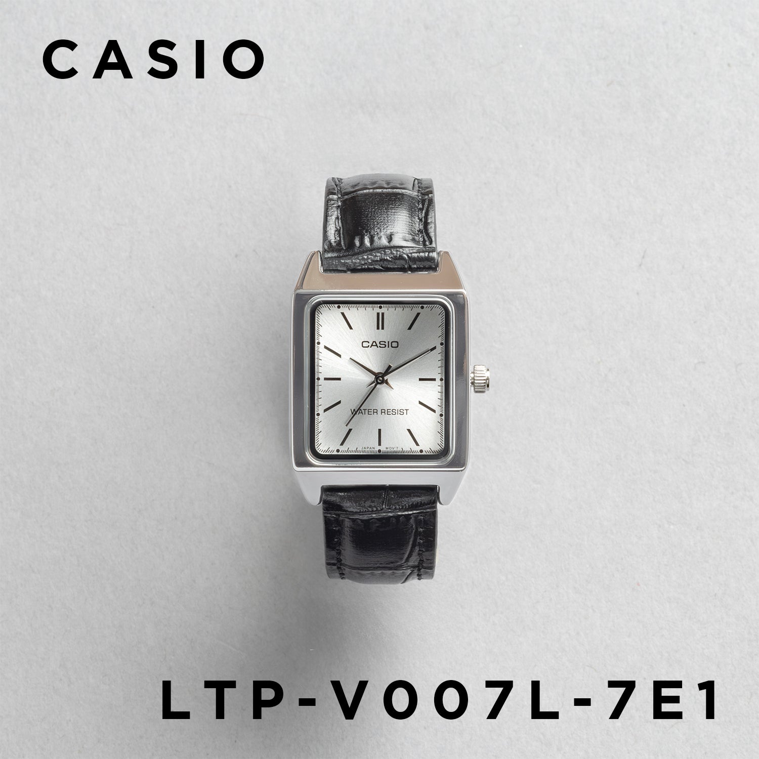 CASIO カシオ LTP-V007L-7E1 ブラック シルバー文字盤 アナログ レディース 腕時計 正面
