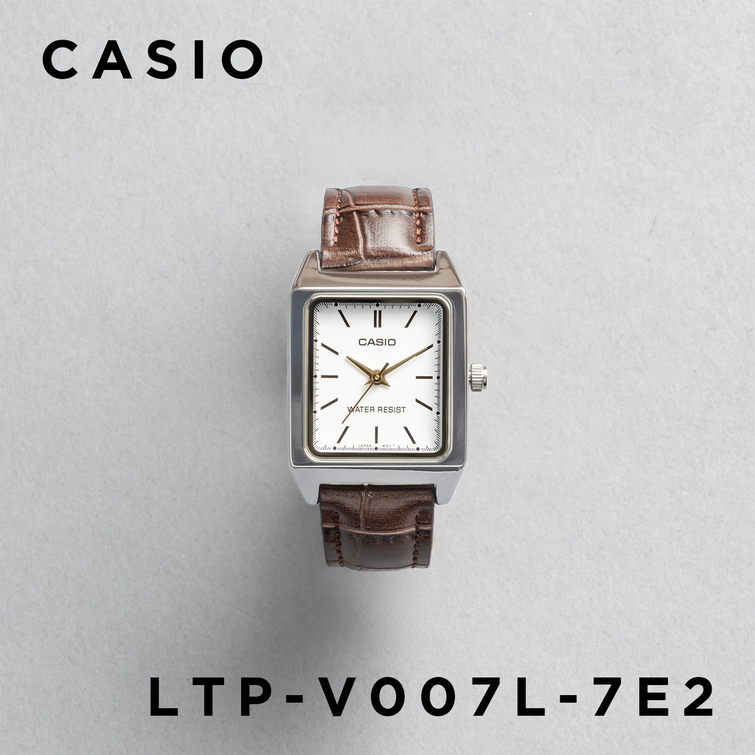 CASIO カシオ LTP-V007L-7E2 ブラウン ホワイト文字盤 アナログ レディース 腕時計 正面