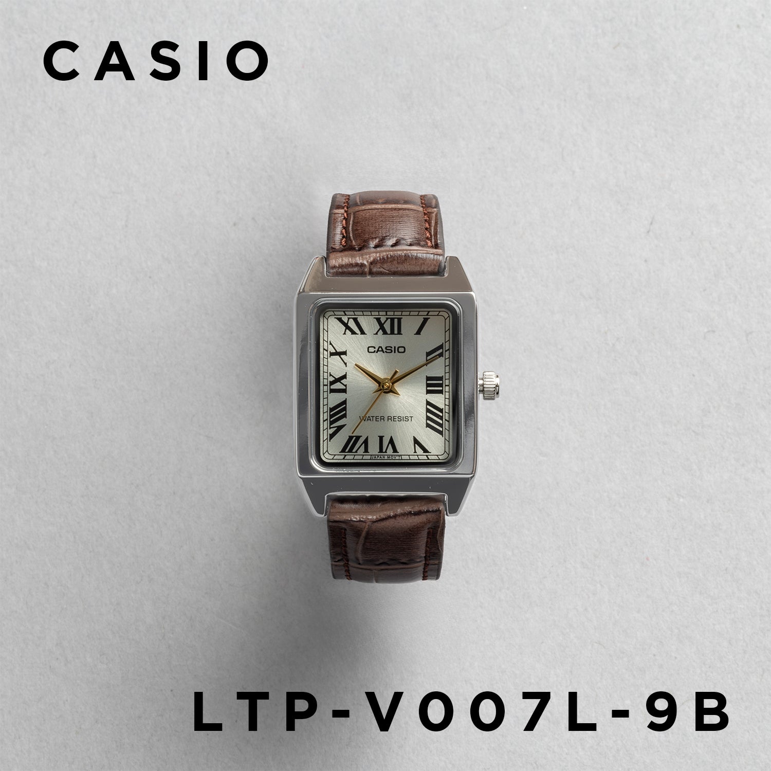 CASIO カシオ LTP-V007L-9B ブラウン ゴールド文字盤 アナログ レディース 腕時計 正面