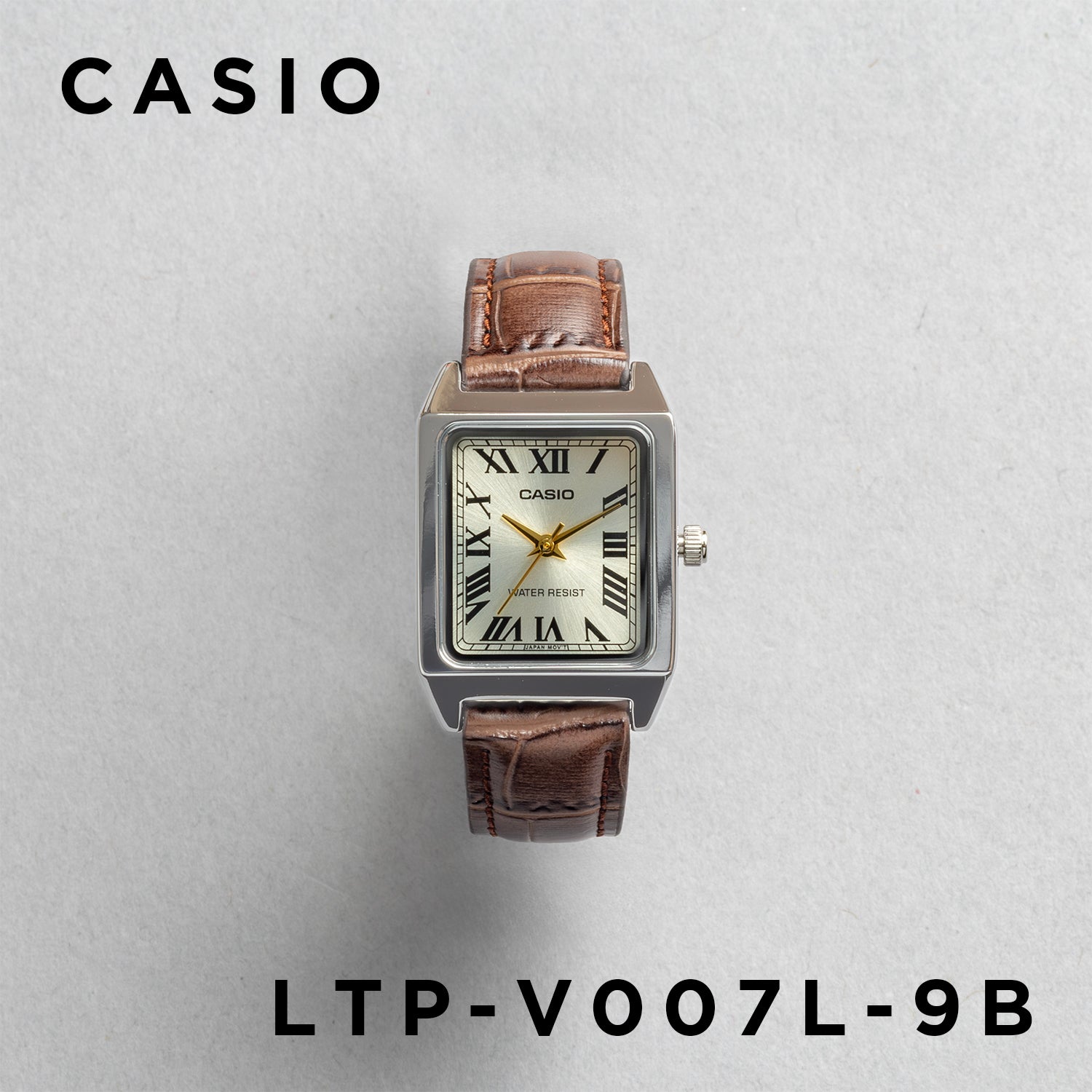 CASIO カシオ LTP-V007L-9B ブラウン ゴールド文字盤 アナログ レディース 腕時計 正面