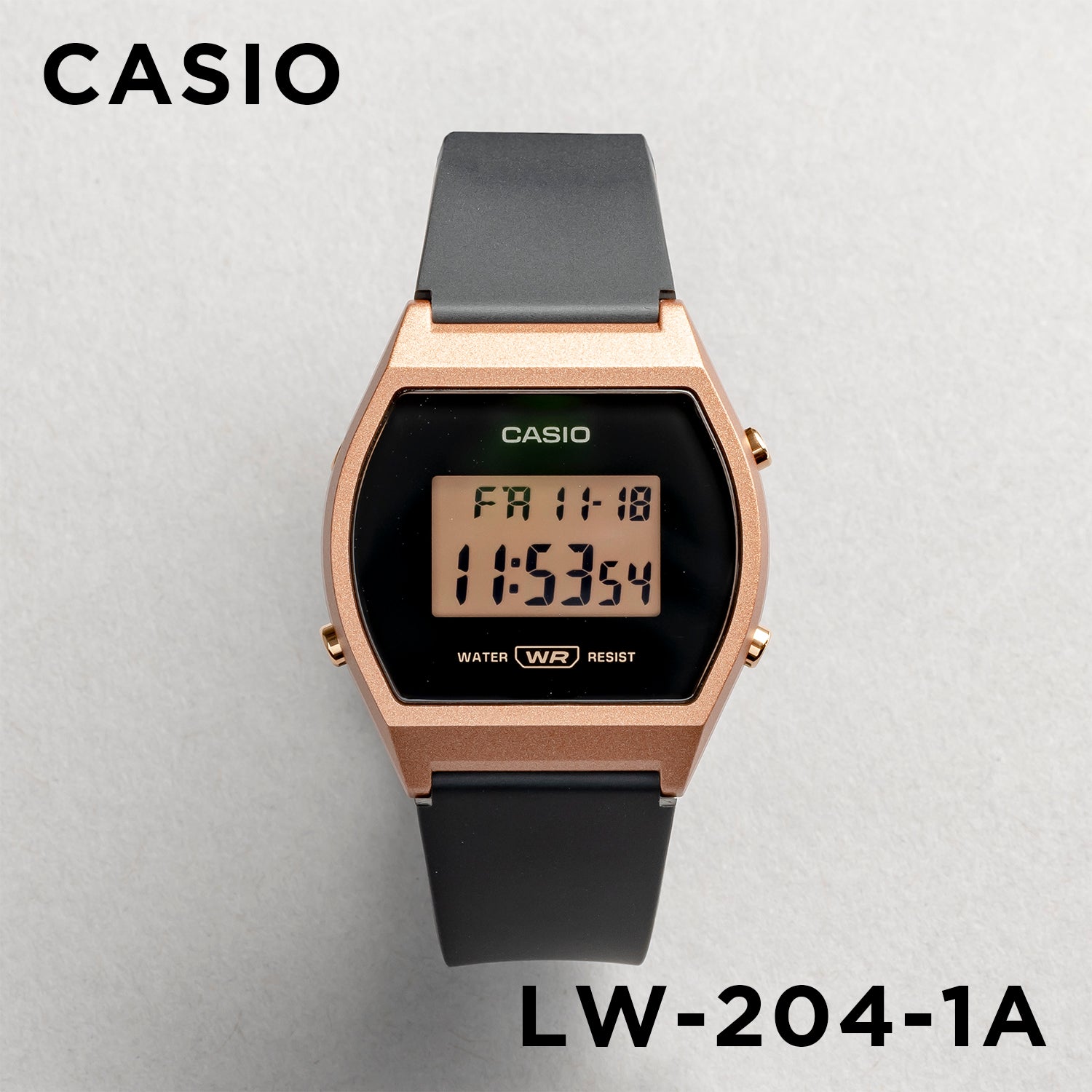 CASIO カシオ LW-204-1A ブラック ブラック文字盤 デジタル ユニセックス 腕時計 正面