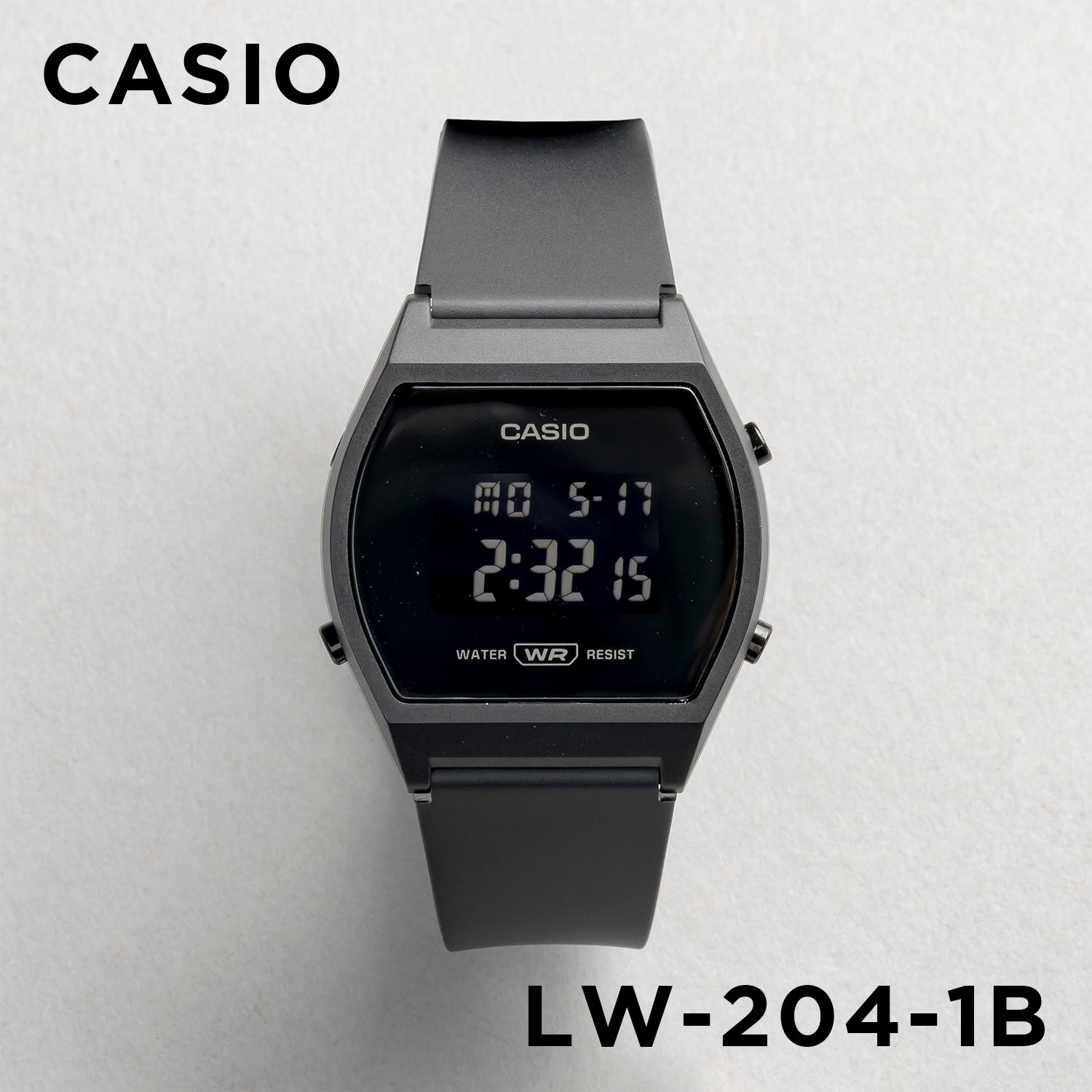 CASIO カシオ LW-204-1B ブラック ブラック文字盤 デジタル ユニセックス 腕時計 正面