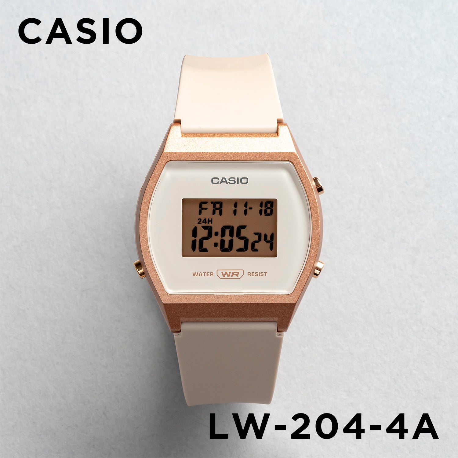 CASIO カシオ LW-204-4A ベージュ ベージュ文字盤 デジタル ユニセックス 腕時計 正面