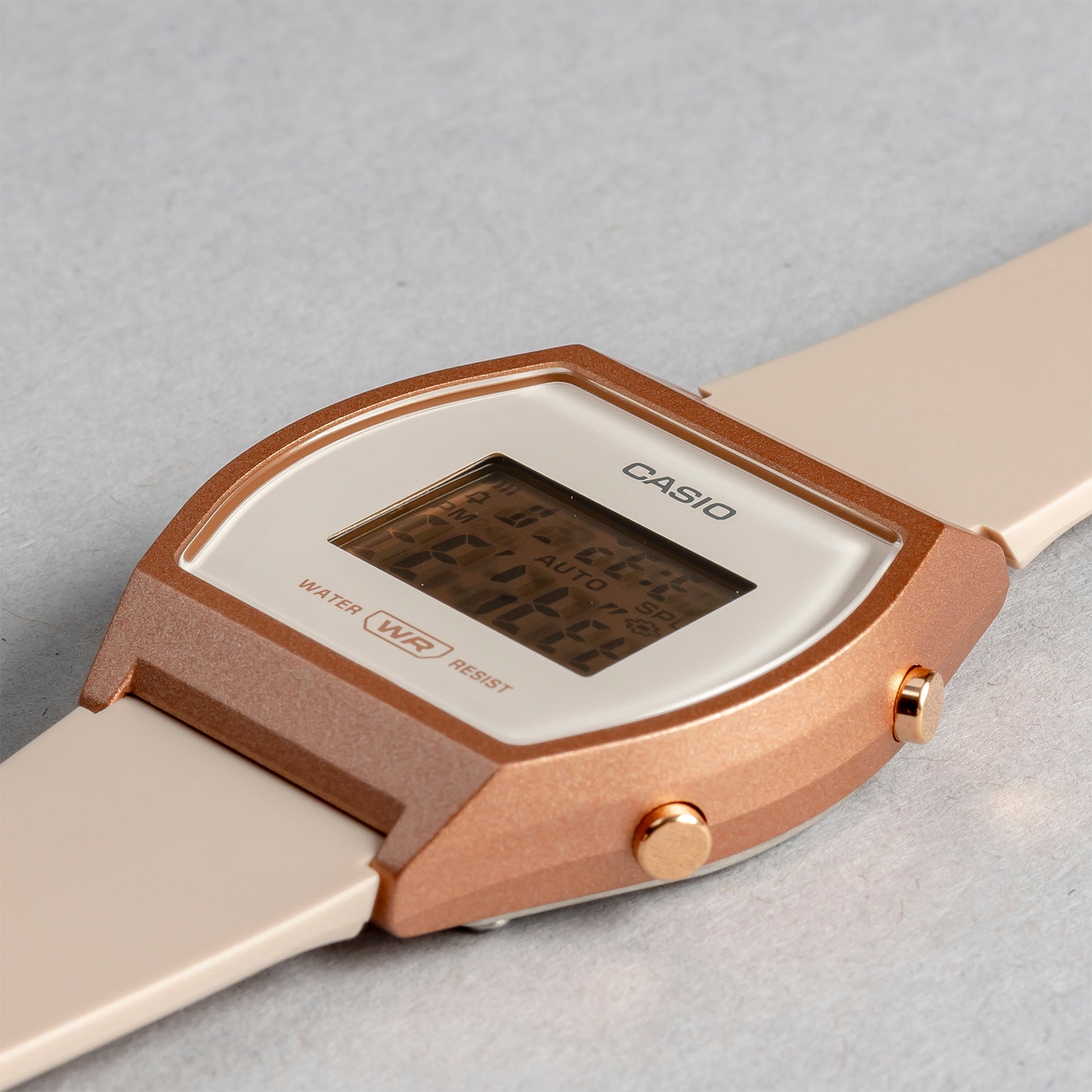 CASIO カシオ LW-204-4A ベージュ ベージュ文字盤 デジタル ユニセックス 腕時計 斜め