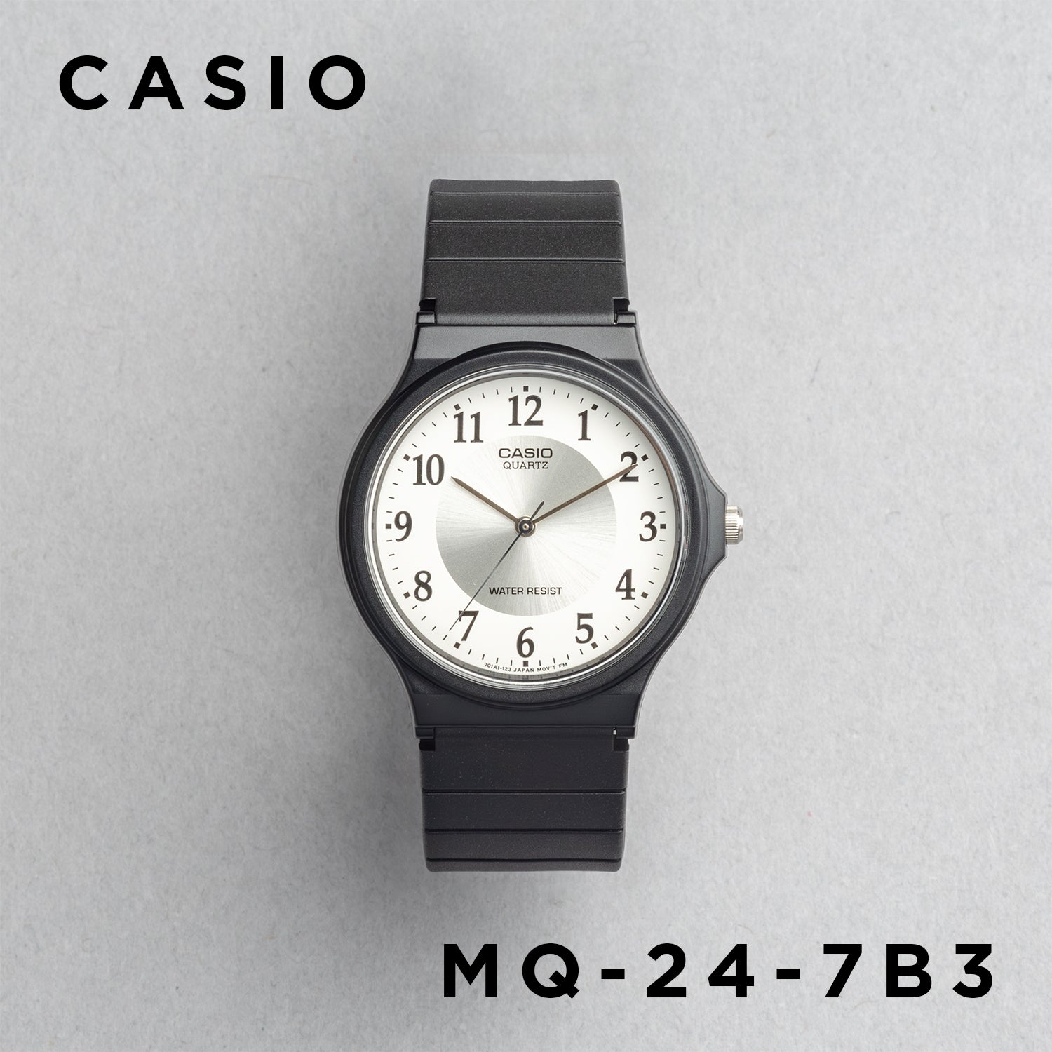 CASIO カシオ MQ-24-7B3 ブラック ホワイト文字盤 アナログ メンズ 腕時計 正面