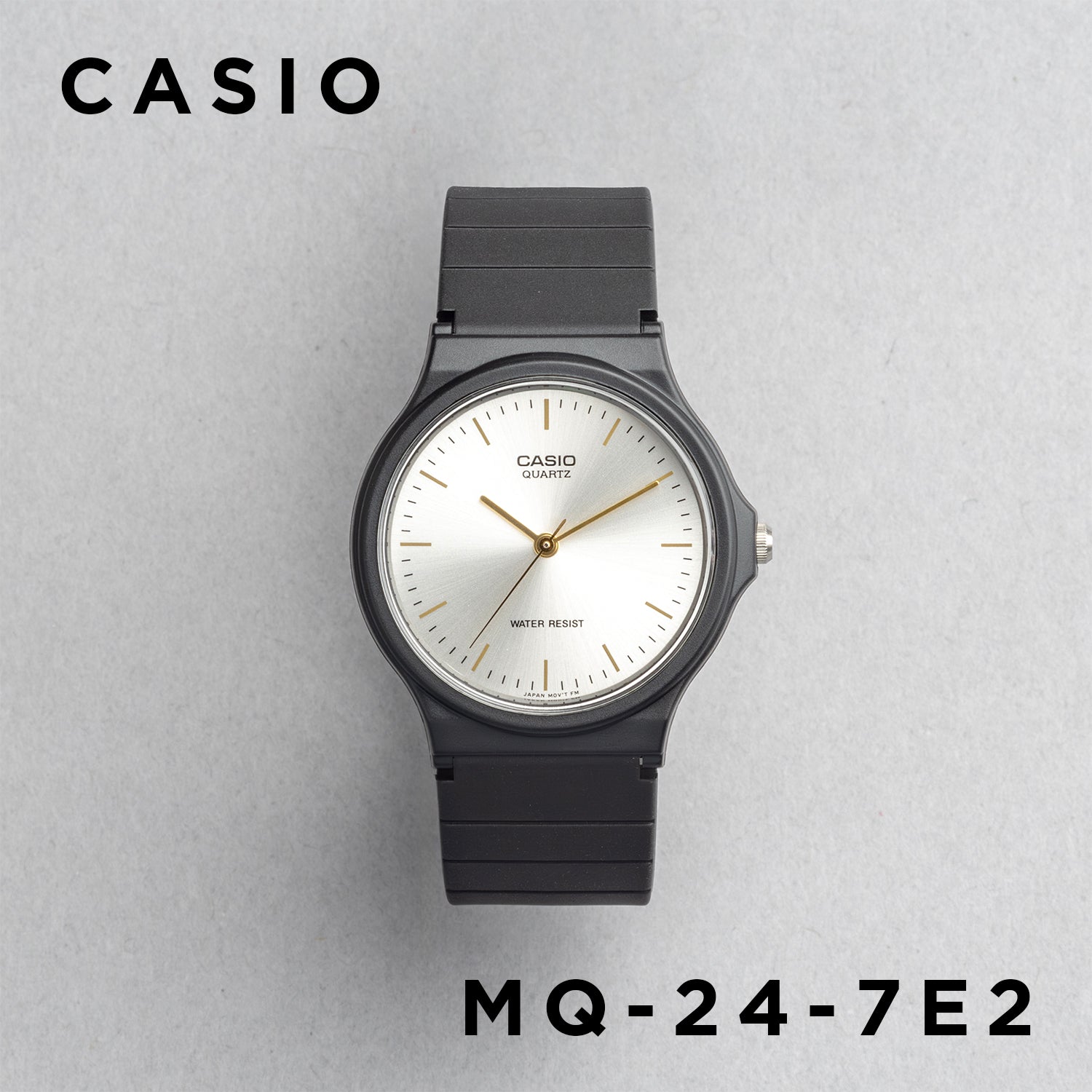 CASIO カシオ MQ-24-7E2 ブラック シルバー文字盤 アナログ メンズ 腕時計 正面