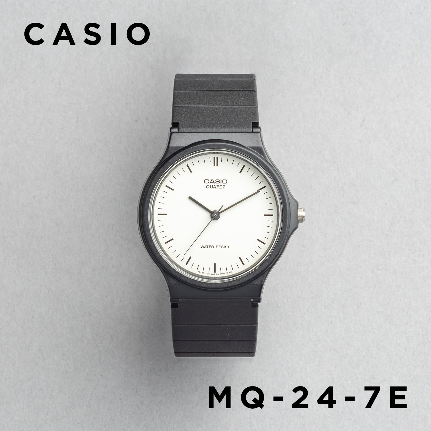 CASIO カシオ MQ-24-7E ブラック ホワイト文字盤 アナログ メンズ 腕時計 正面