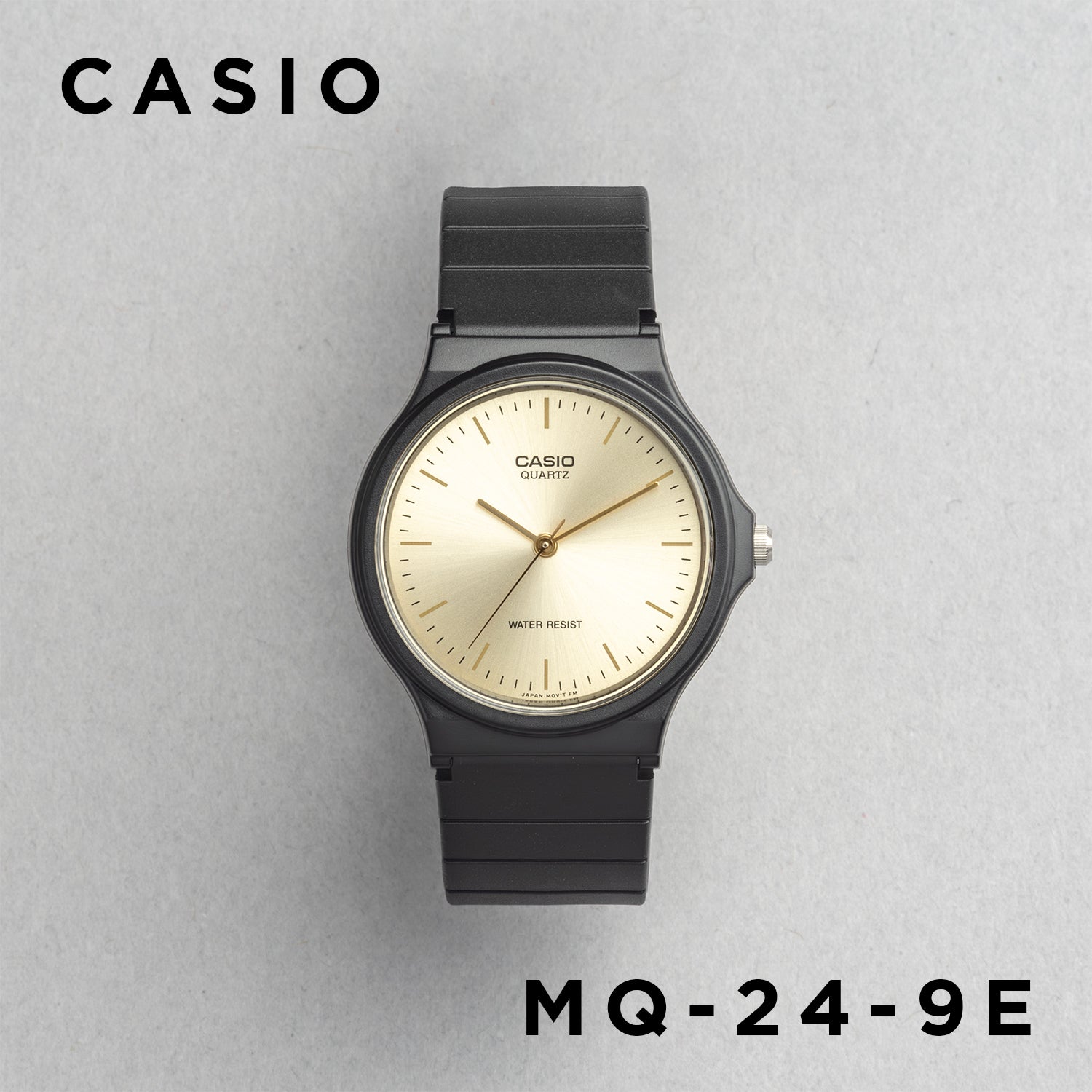 CASIO カシオ MQ-24-9E ブラック ゴールド文字盤 アナログ メンズ 腕時計 正面